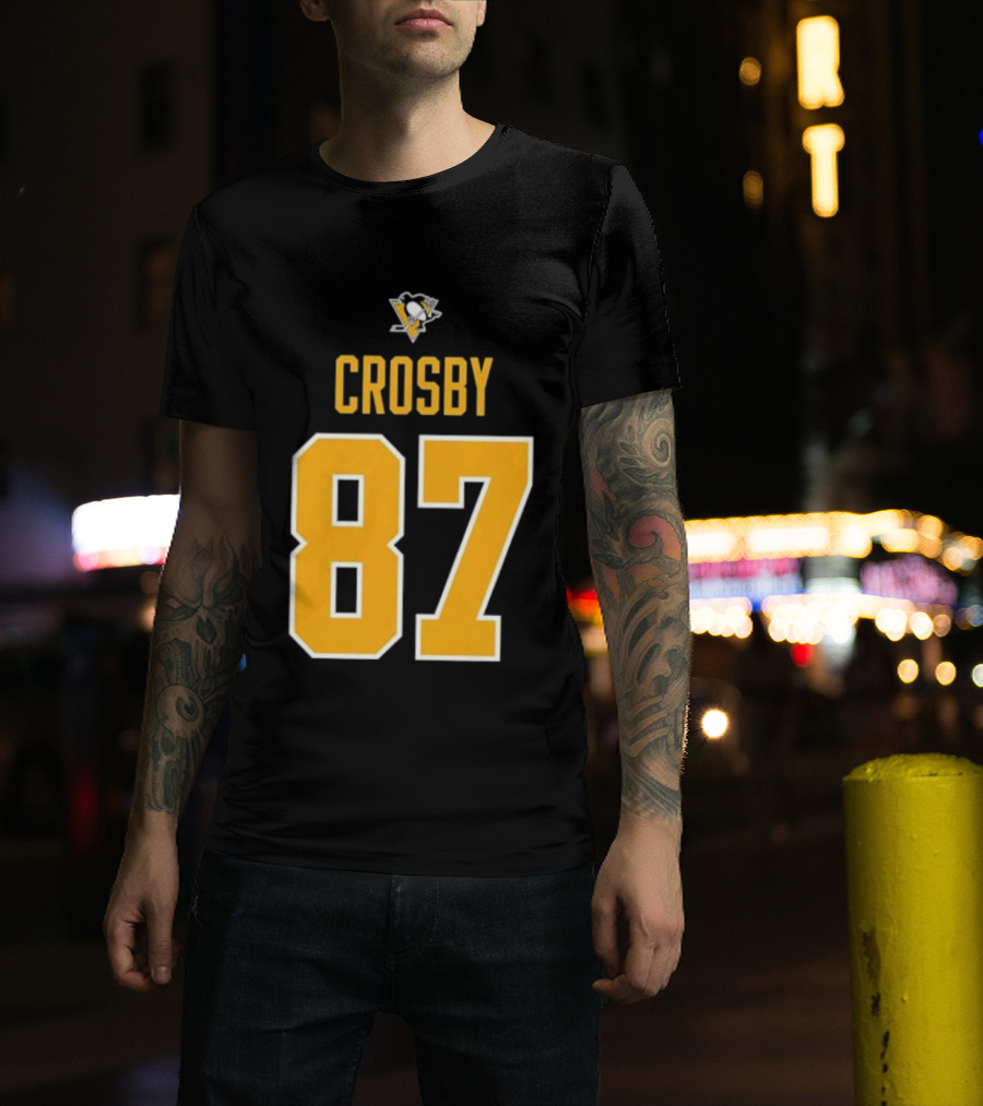 Crosby 87 Black Pittsburgh Penguins Stylish T-Shirt