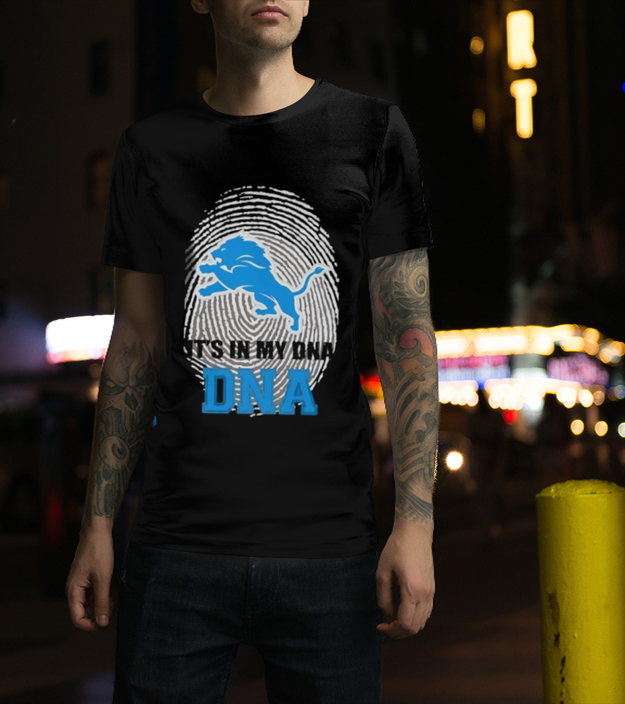 Detroit Lions It's In My DNA Fingerprint Lion Logo T-Shirt