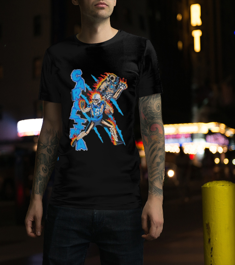 Carolina Panthers Skeleton 88 Fireball And Growling Panther T-Shirt