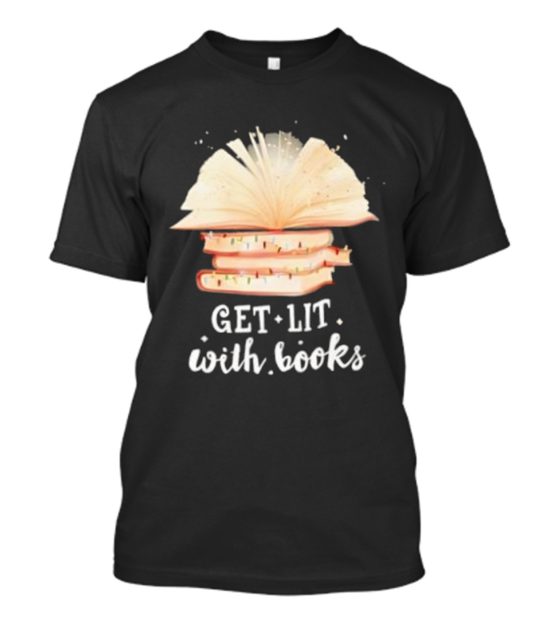 Get Lit With Books Open Book Christmas Tree T-Shirt