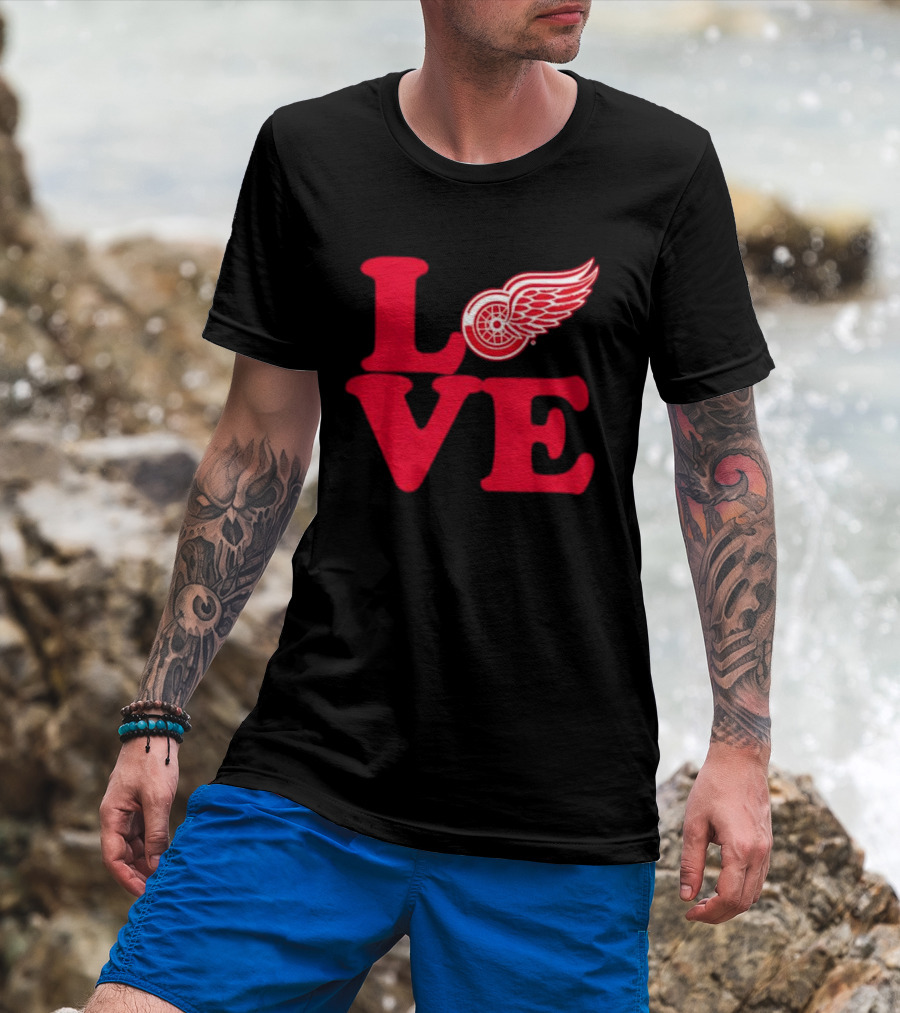 LOVE Detroit Red Wings Red Wings Stylish Iconic Fan Design T-Shirt