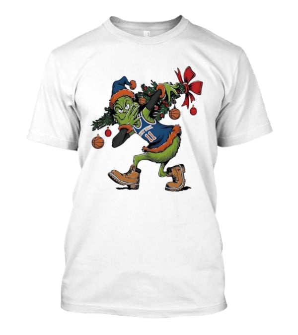 Grinch X Jalen Brunson 3 Point Celebration Christmas Knicks Basketball Holiday T-Shirt