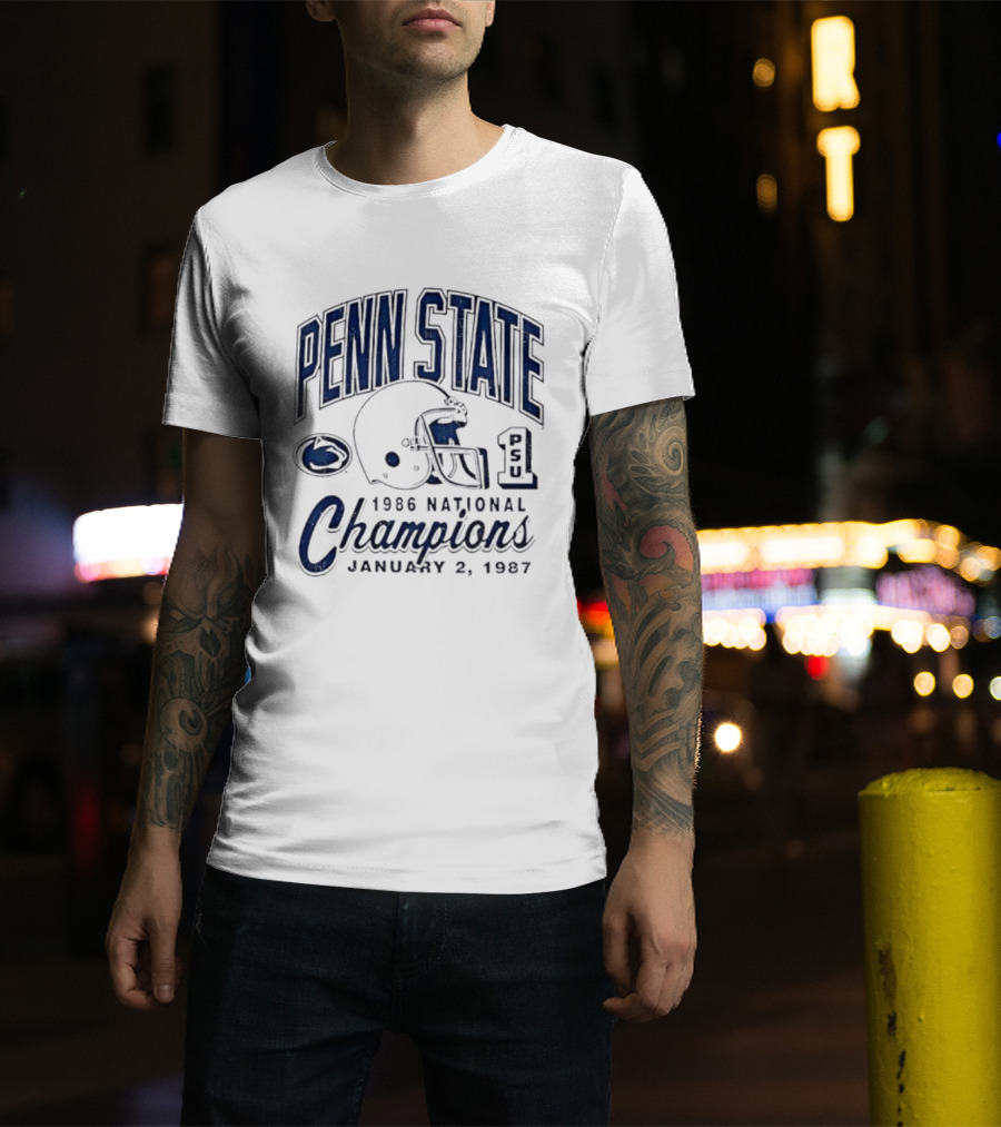 Penn State Nittany Lions 1986 National Champions January 2 1987 T-Shirt