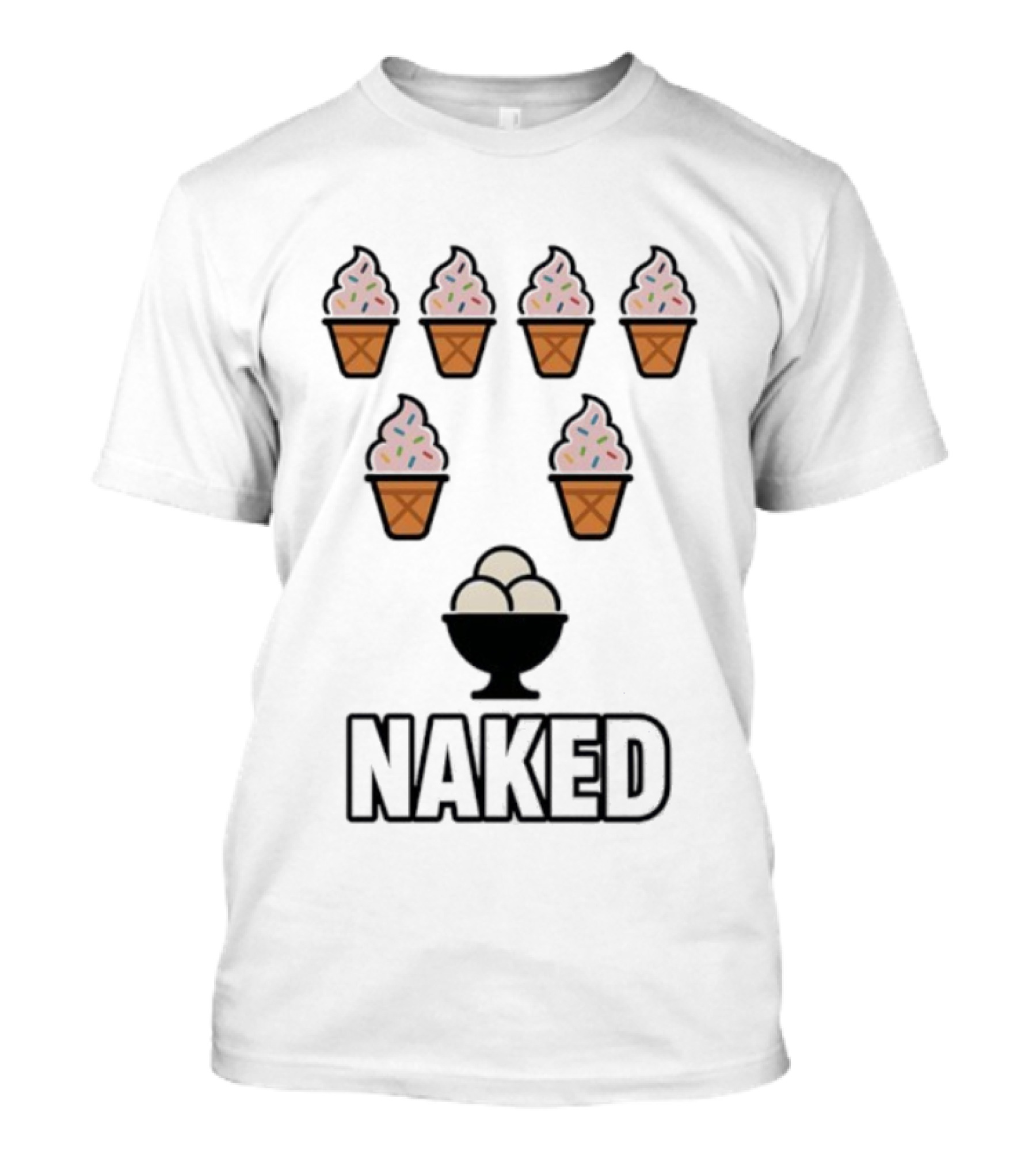 Naked Ice Cream Cones Sprinkles Bowl T-Shirt
