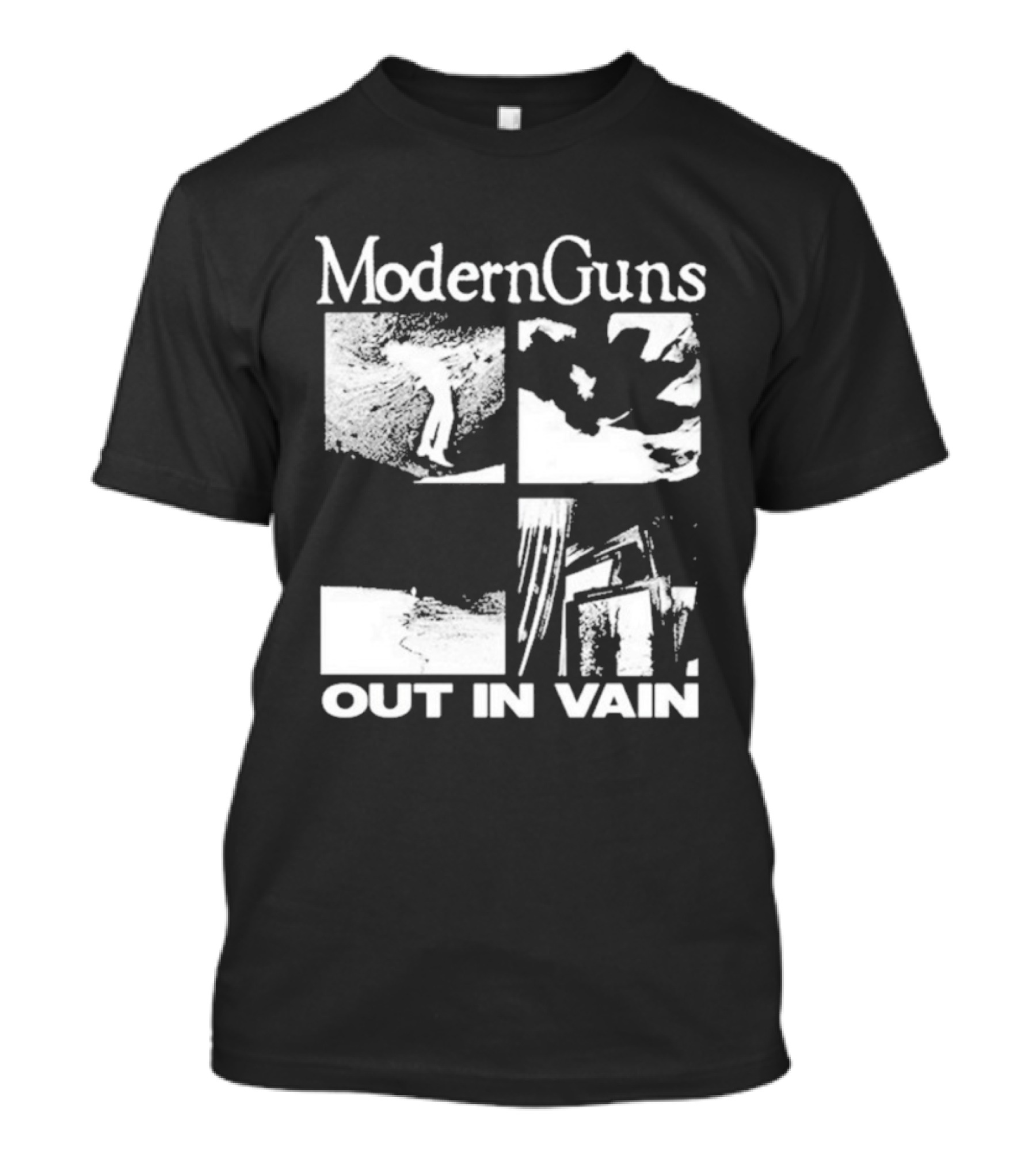Modern Guns Out In Vain Four-Panel Abstract Imagery T-Shirt