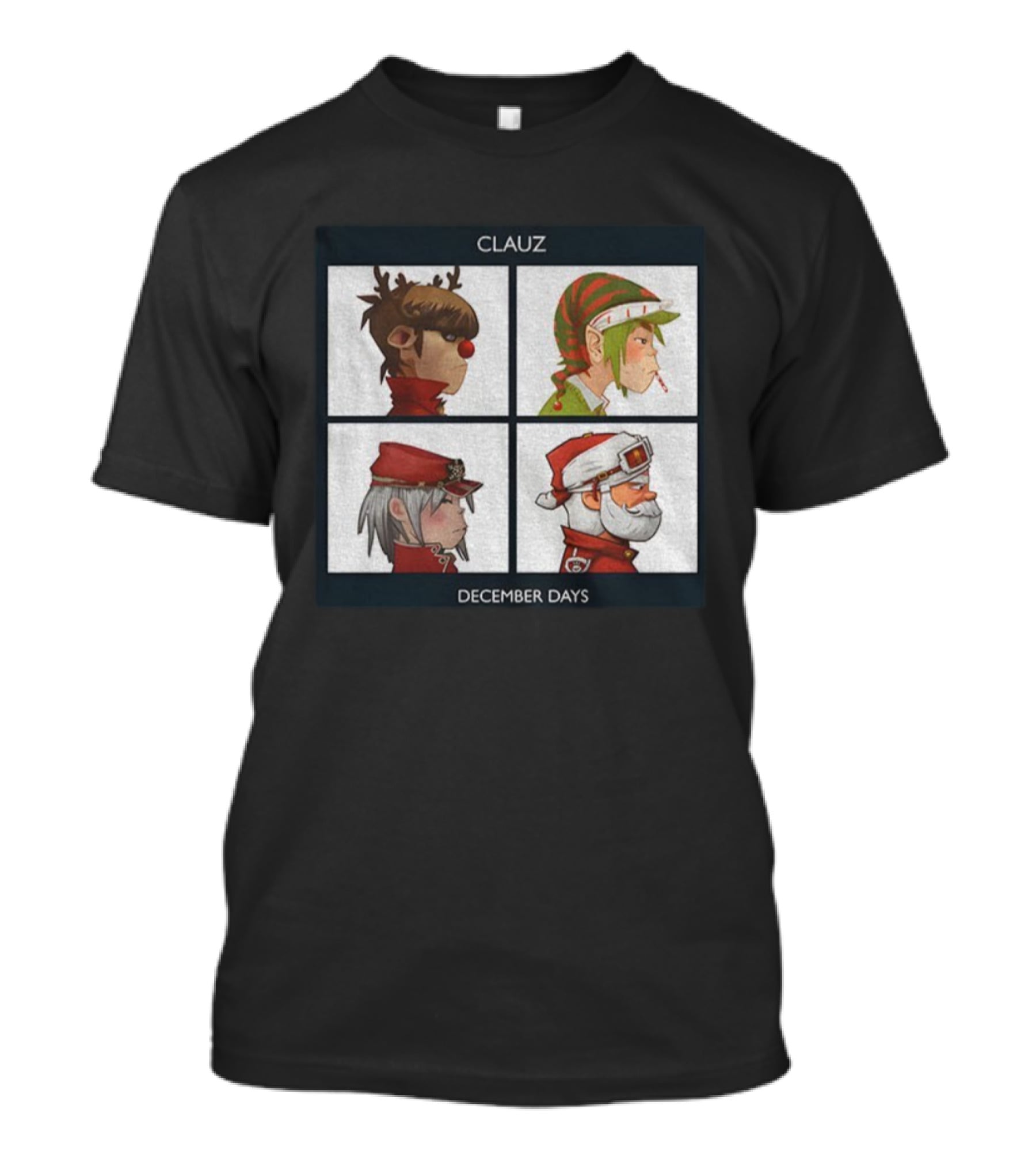Clauz December Days Christmas Characters Album Cover Parody T-Shirt