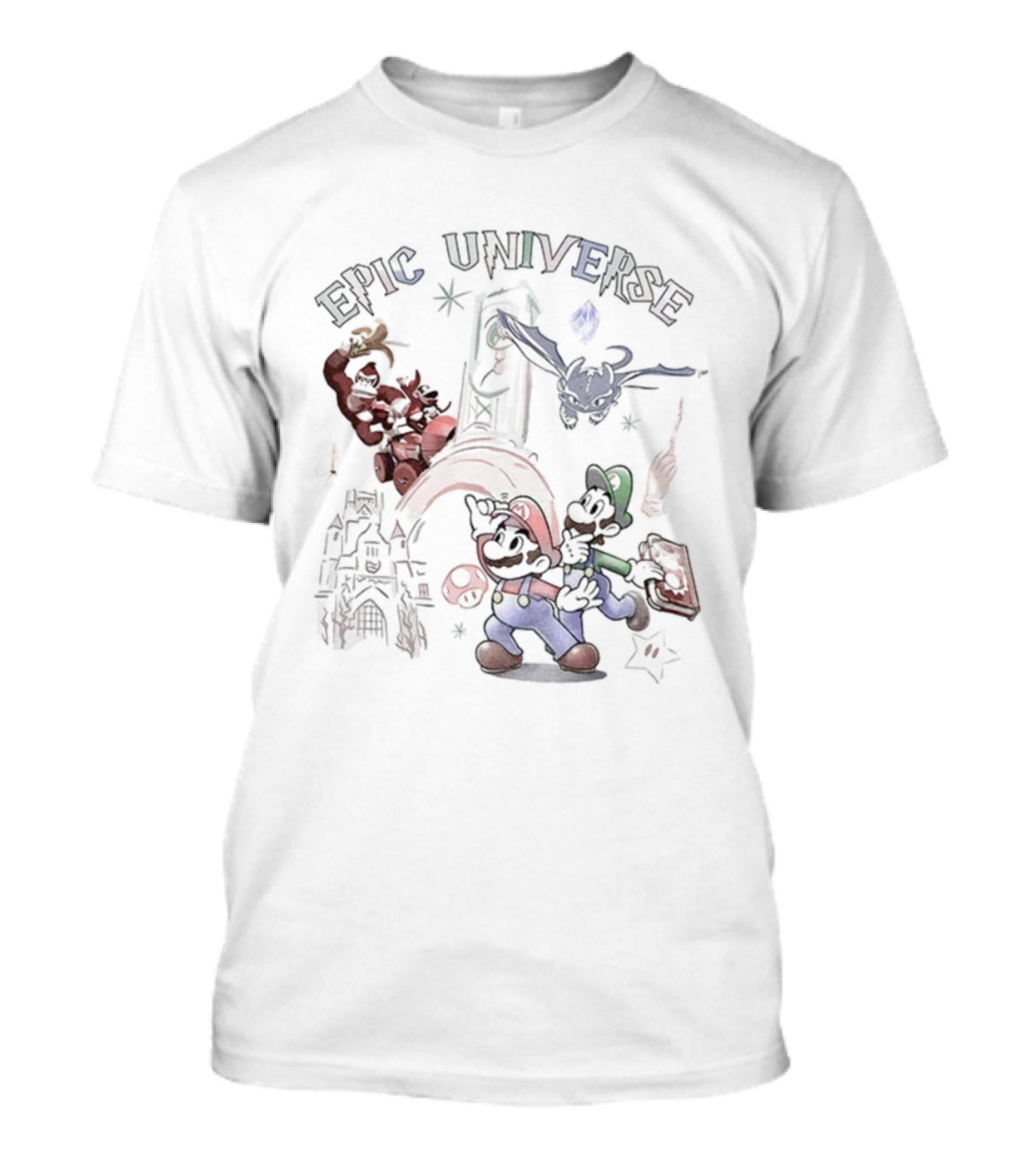 Epic Universe Mario Luigi Donkey Kong How To Train Your Dragon Collaboration T-Shirt