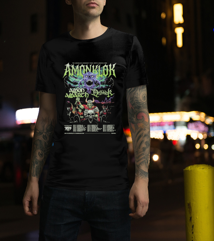 Amonklok Amon Amarth Dethklok Conquest Tour North America 2026 Dates T-Shirt