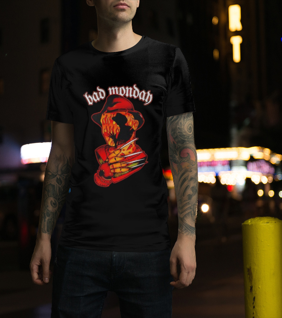 Bad Monday Apparel Flaming Glove Fedora Shadow T-Shirt