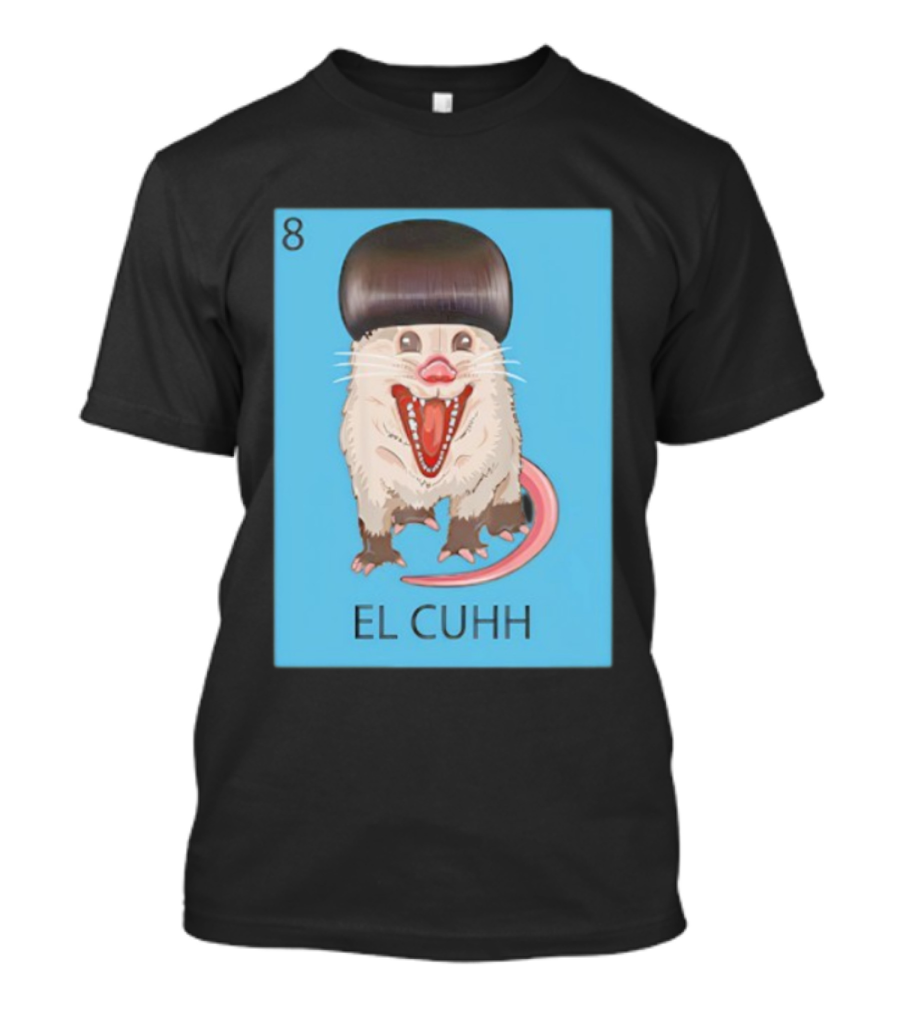 Takuache Loteria El Cuhh Card Number 8 Possum Art Cartoon Style T-Shirt