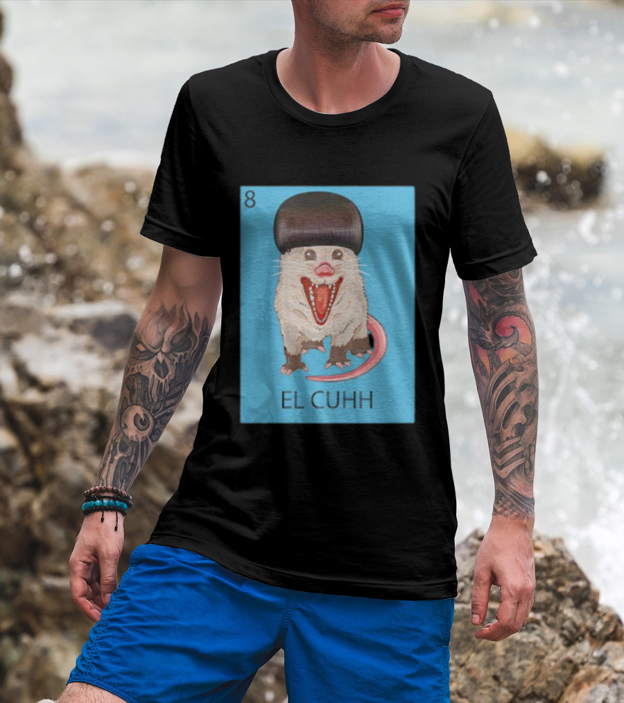 Takuache Loteria El Cuhh Card Number 8 Possum Art Cartoon Style T-Shirt