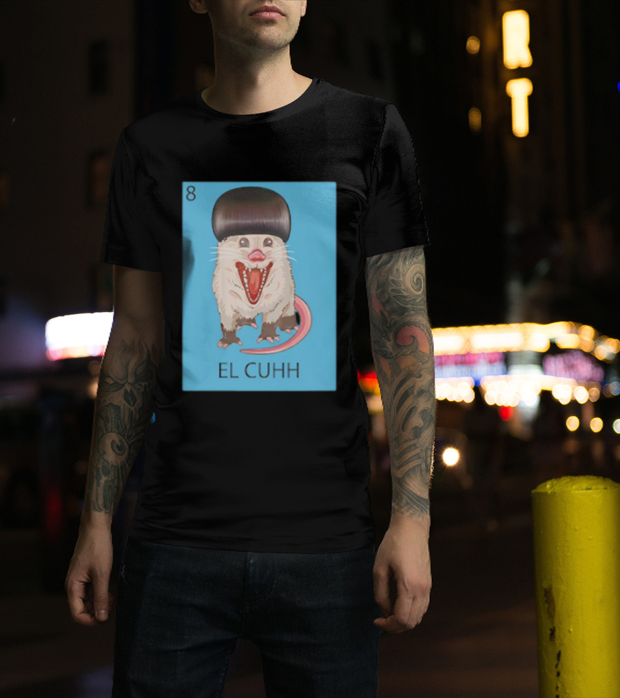 Takuache Loteria El Cuhh Card Number 8 Possum Art Cartoon Style T-Shirt