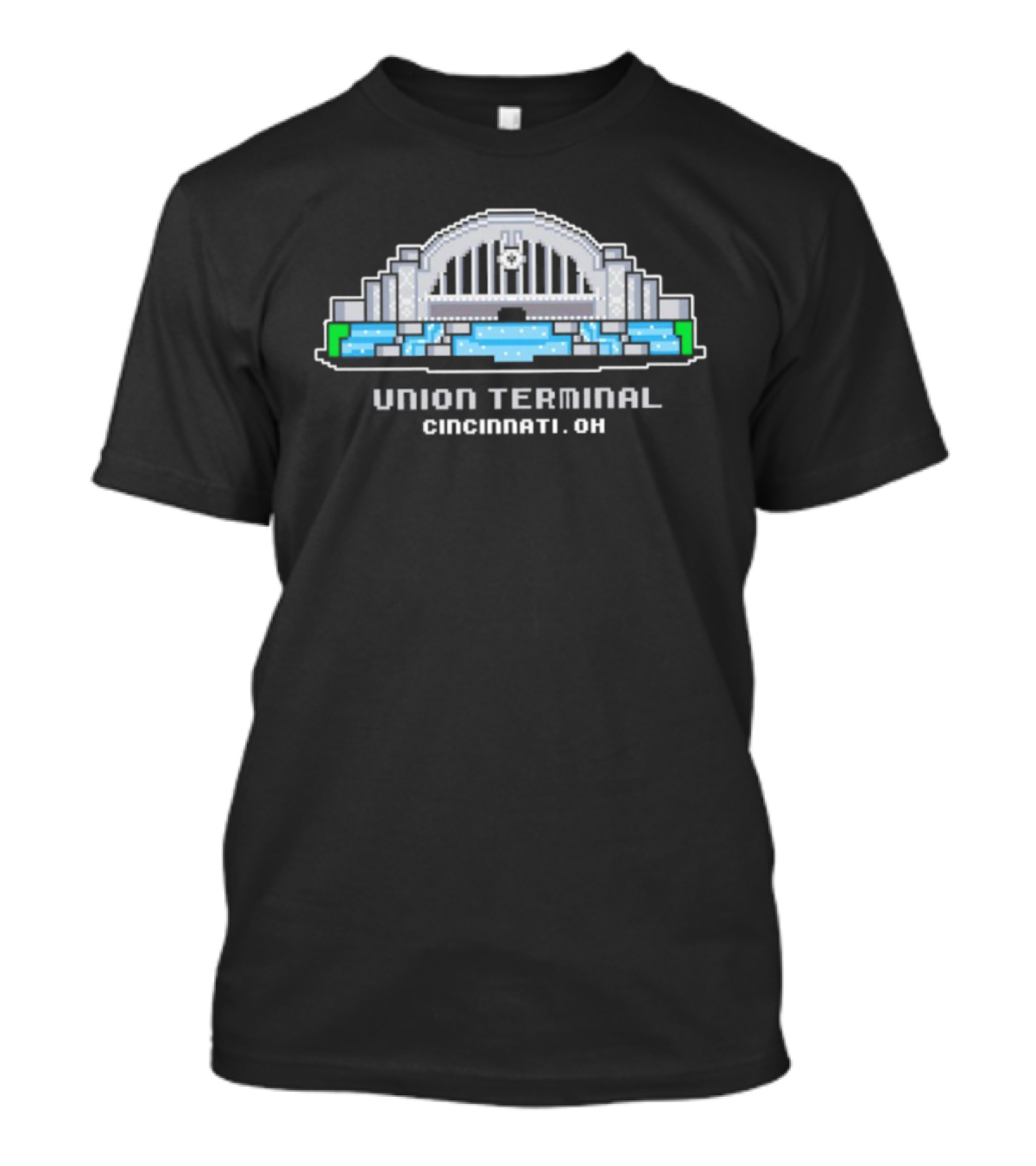 Union Terminal Cincinnati Ohio Pixel Art Architecture Icon T-Shirt