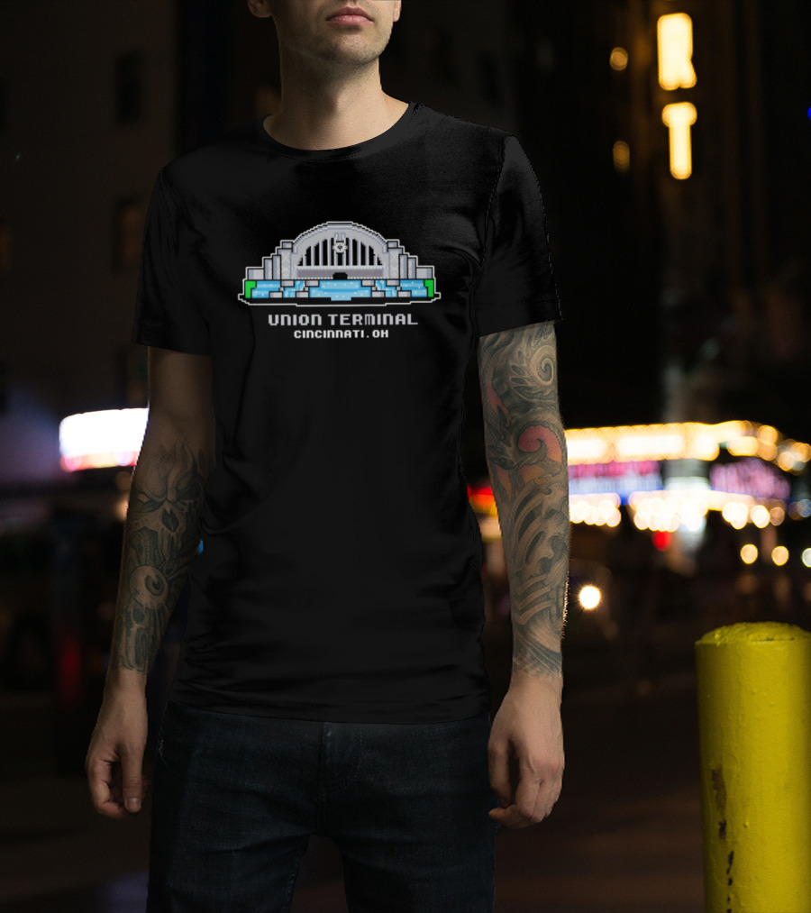 Union Terminal Cincinnati Ohio Pixel Art Architecture Icon T-Shirt