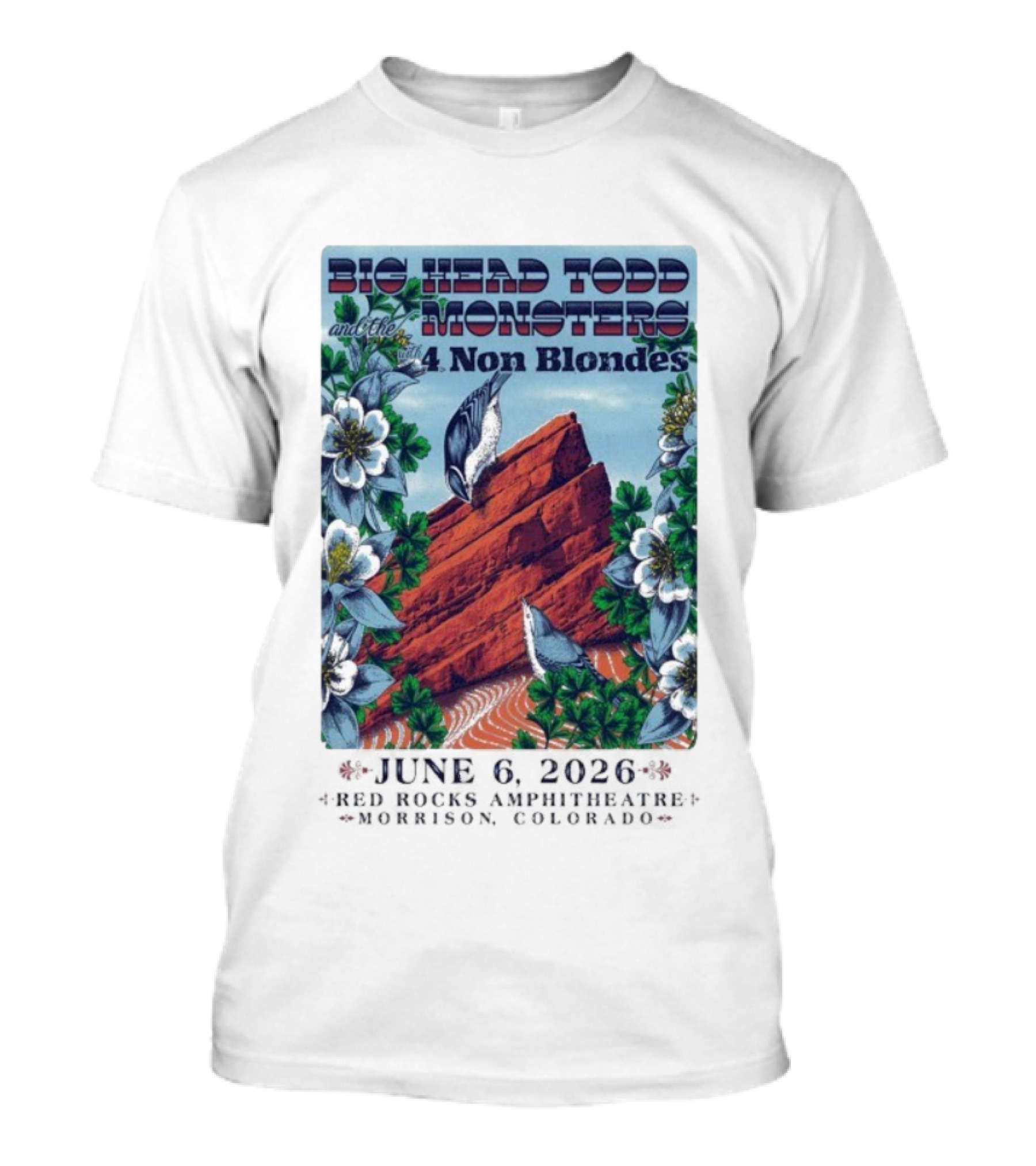 Big Head Todd And The Monsters With 4 Non Blondes Red Rocks June 6 2026 T-Shirt