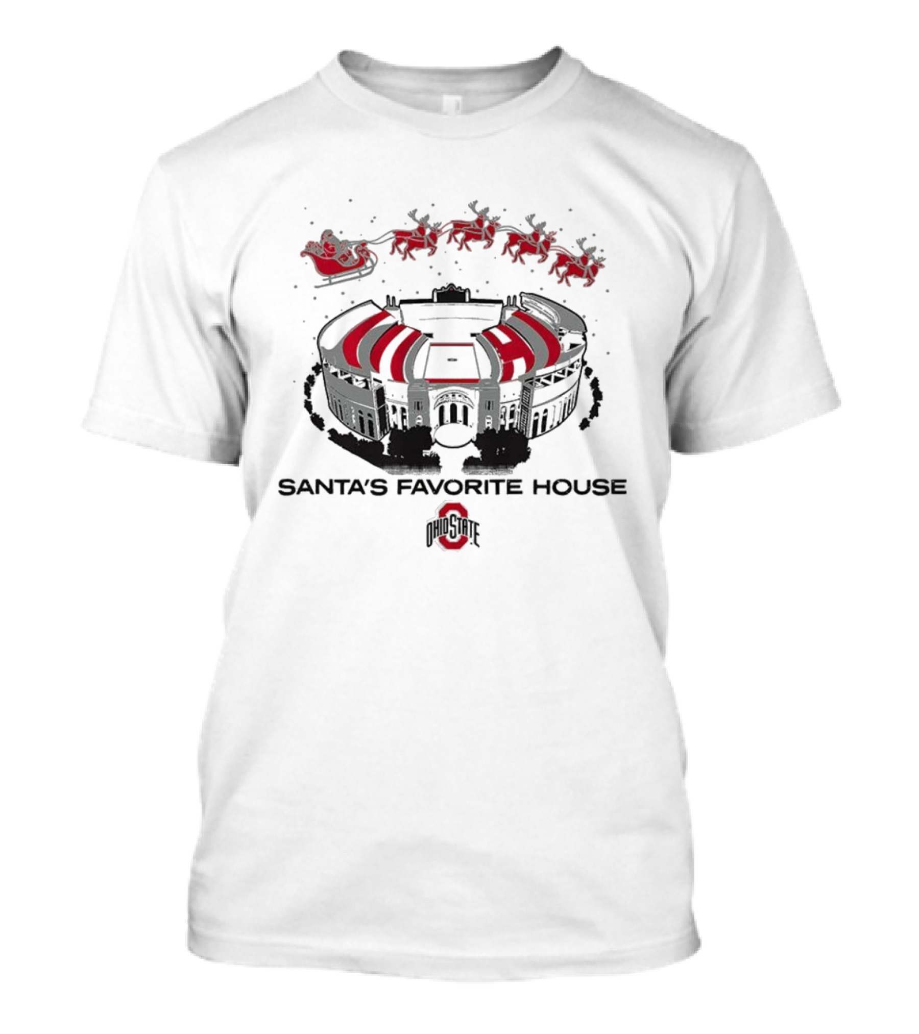 Ohio State Buckeyes Football Ohio Stadium Santa’s Favorite House Christmas T-Shirt