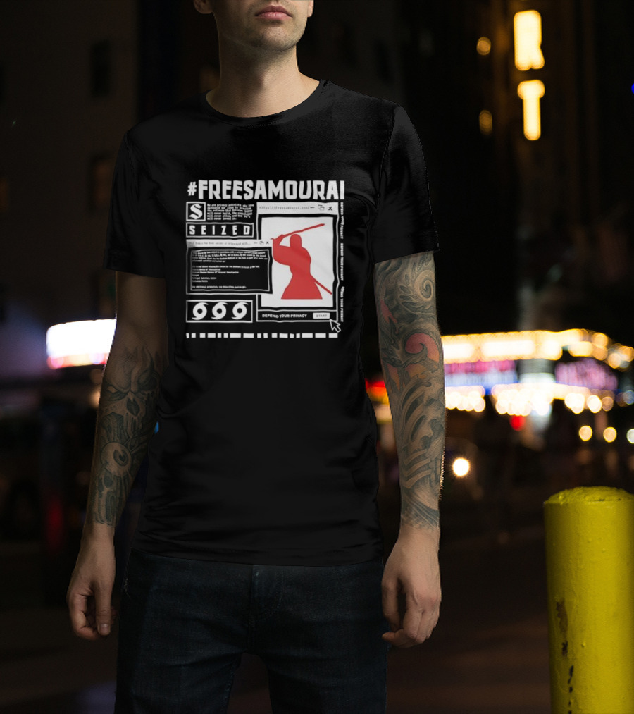 Free Samourai Seized Classic Japanese Warrior Silhouette T-Shirt