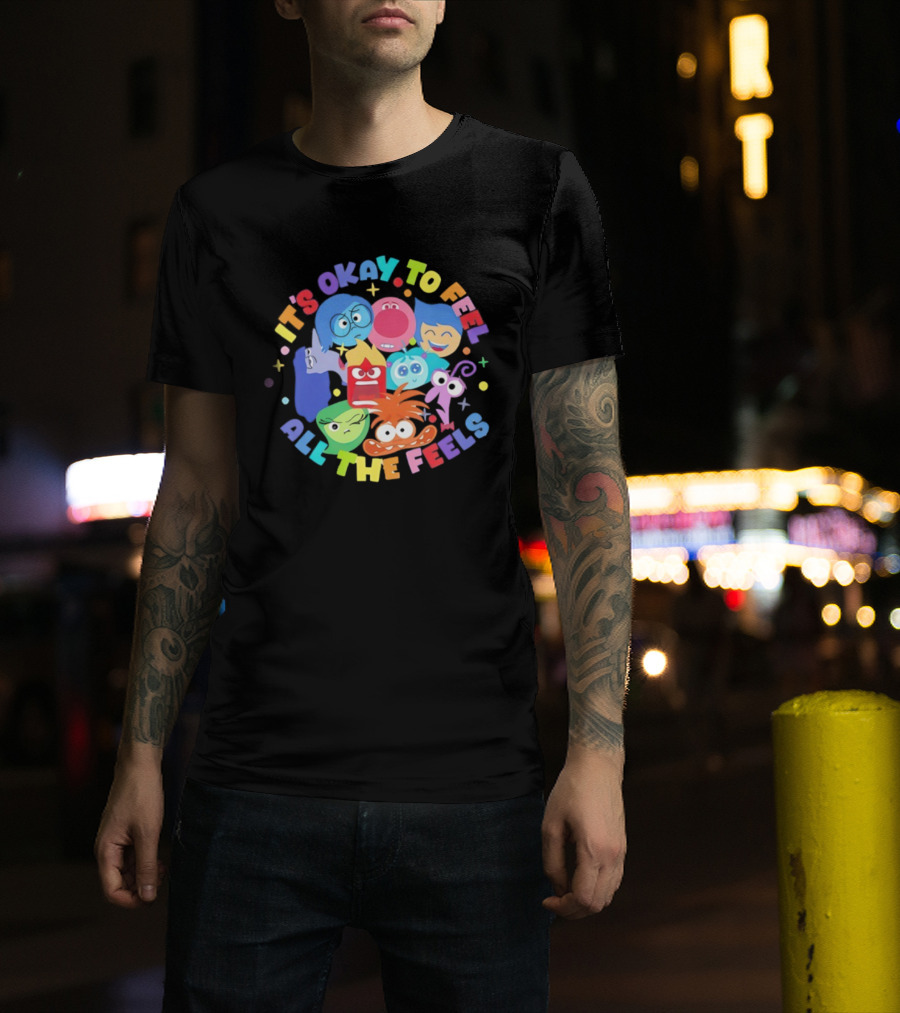 It's Okay To Feel All The Feels Rainbow Characters Circle T-Shirt