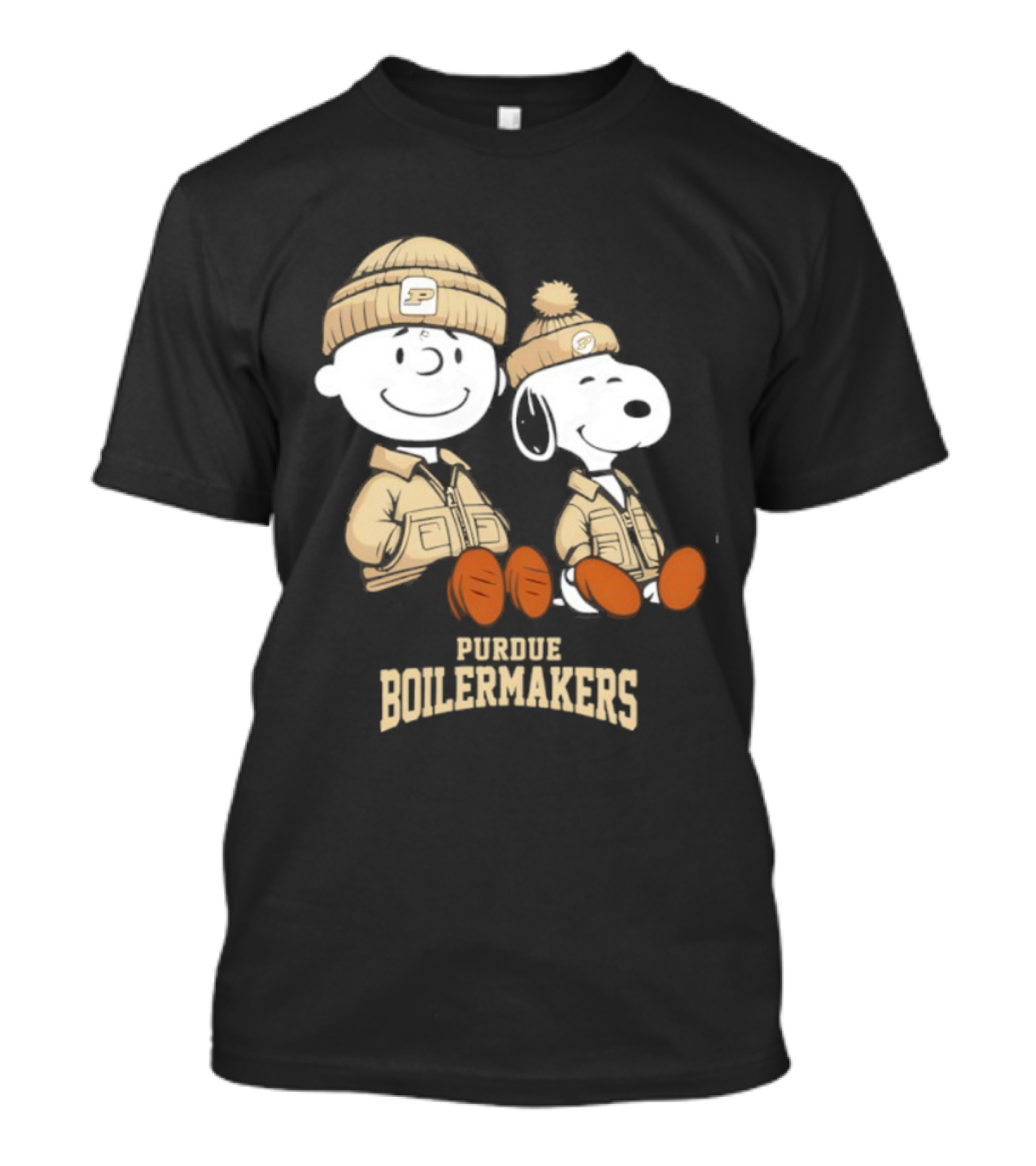 Purdue Boilermakers Snoopy Charlie Brown Peanuts Characters Vintage Style Collaboration T-Shirt