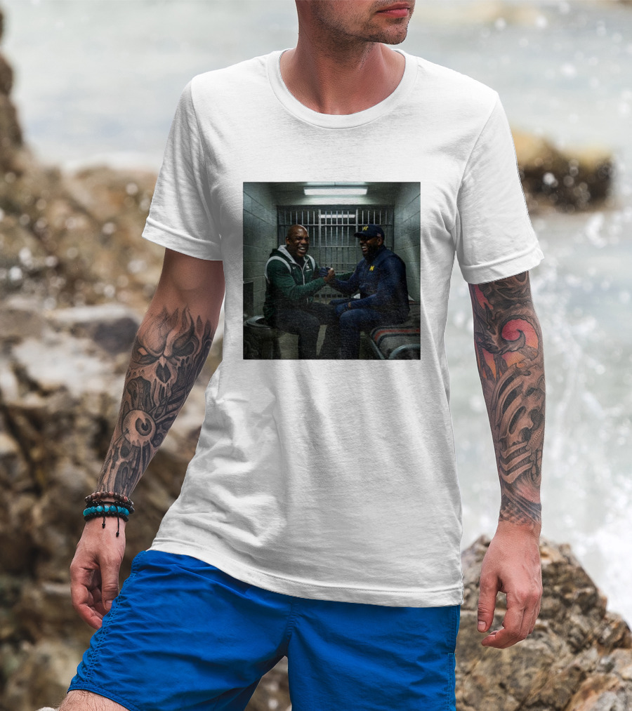 Sherrone Moore Vs Mel Tucker Prison Go Blue Michigan Rivalry T-Shirt