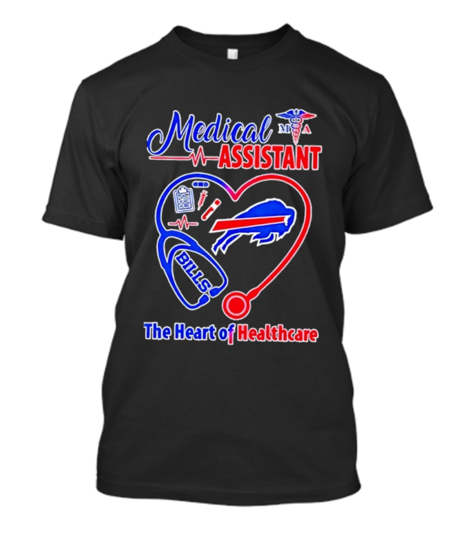 Buffalo Bills Stethoscope Medical Assistant Heart Of Healthcare T-Shirt