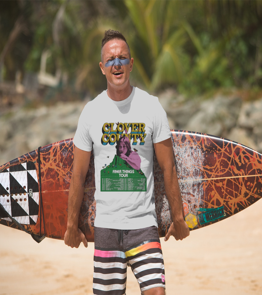 Clover County Finer Things Tour 2026 Vintage Art With Pink And Green Aesthetic T-Shirt