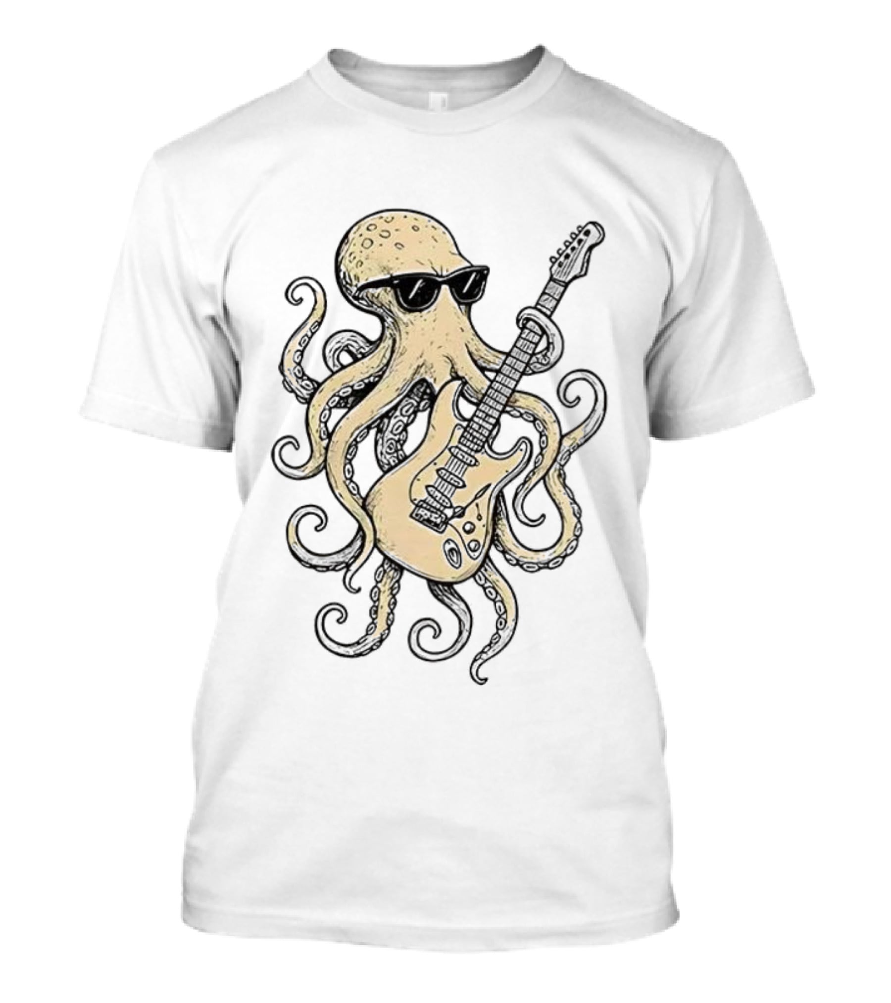 Cool Octopus With Guitar And Sunglasses Meme T-Shirt