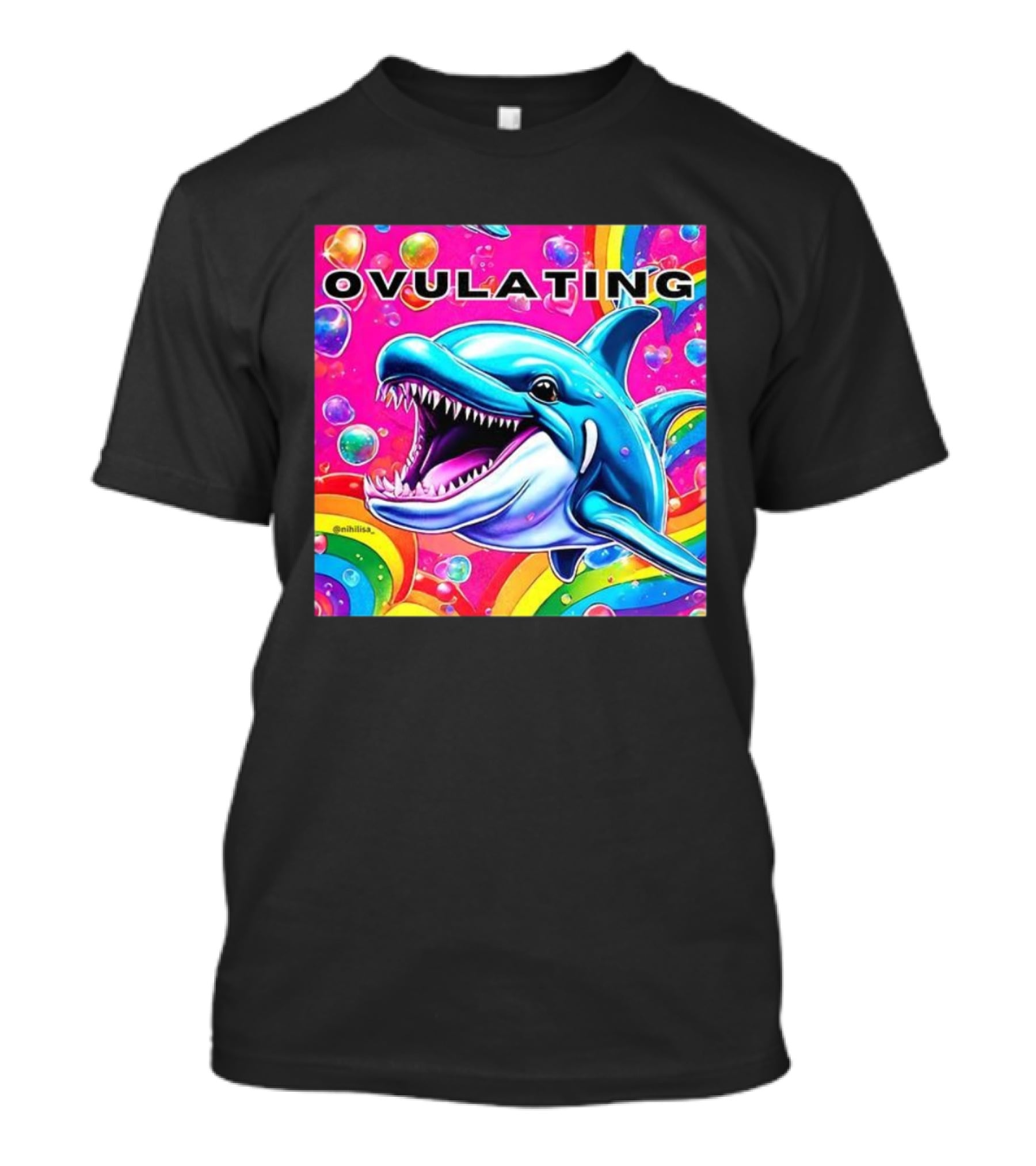 Ovulating Dolphin Rainbow Meme Colorful Background T-Shirt