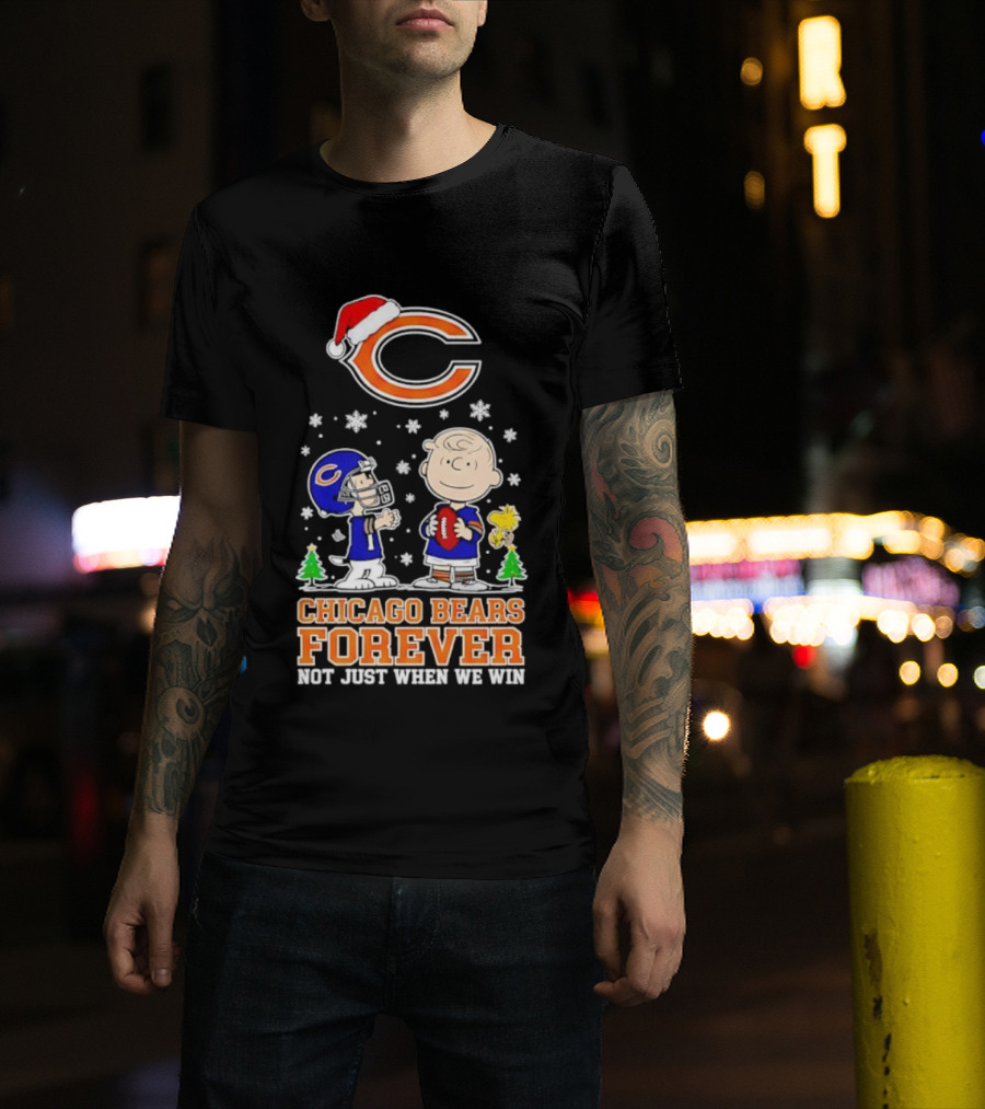 Peanuts Snoopy Chicago Bears Forever Christmas Not Just When We Win T-Shirt