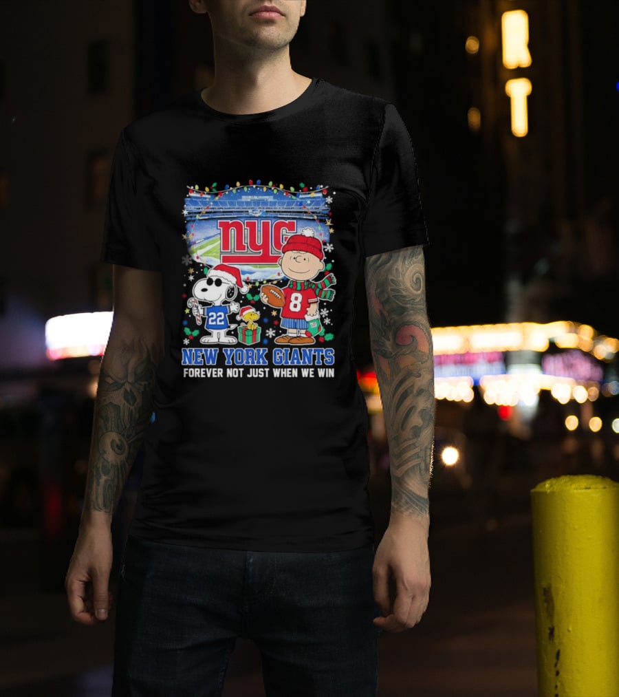 NYC Peanuts Snoopy Christmas New York Giants Forever Not Just When We Win T-Shirt