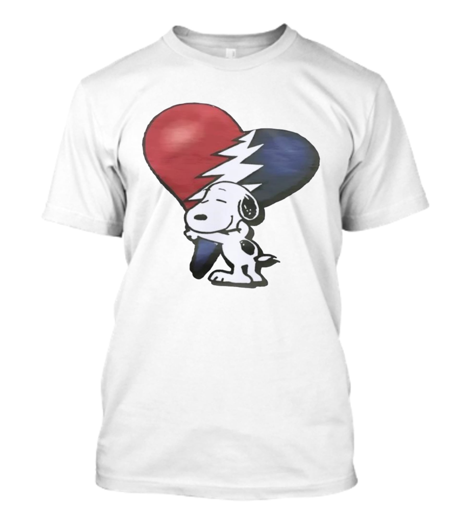 Snoopy Hug Heart Grateful Dead Lightning Bolt T-Shirt