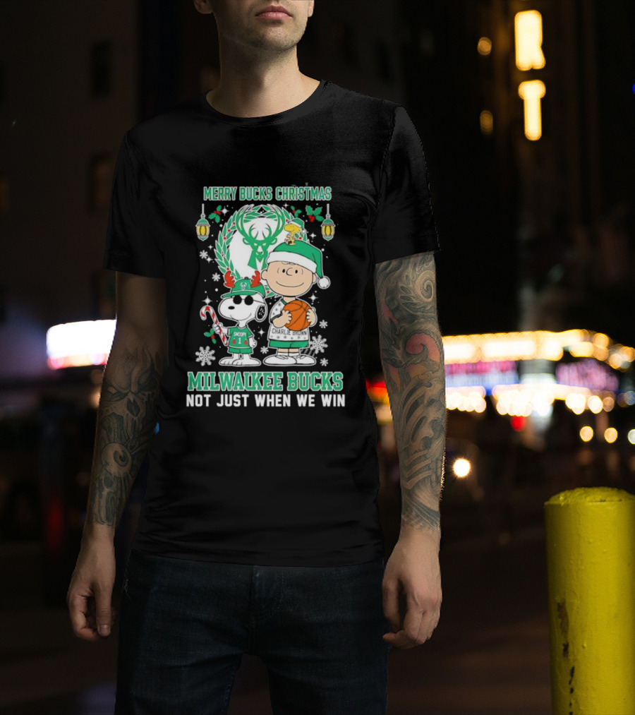 Merry Bucks Christmas Snoopy Milwaukee Bucks Forever Not Just When We Win T-Shirt