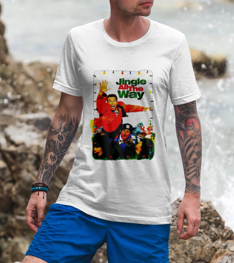 Jingle All The Way Movie With Characters And Holiday Lights T-Shirt