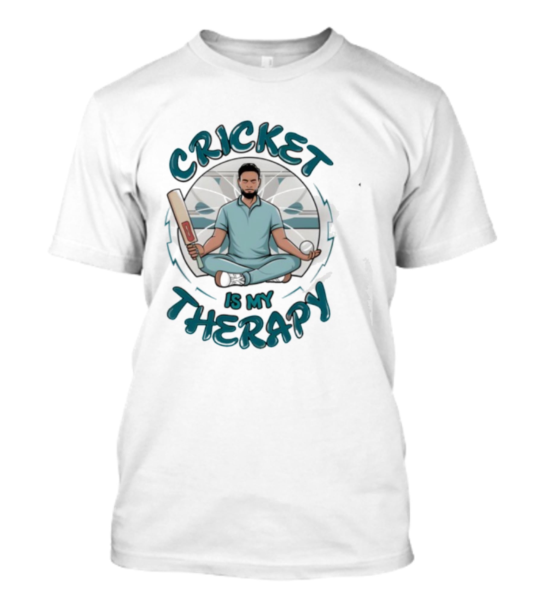 Cricket Is My Therapy Meditating Batsman Relaxation Sportsman T-Shirt