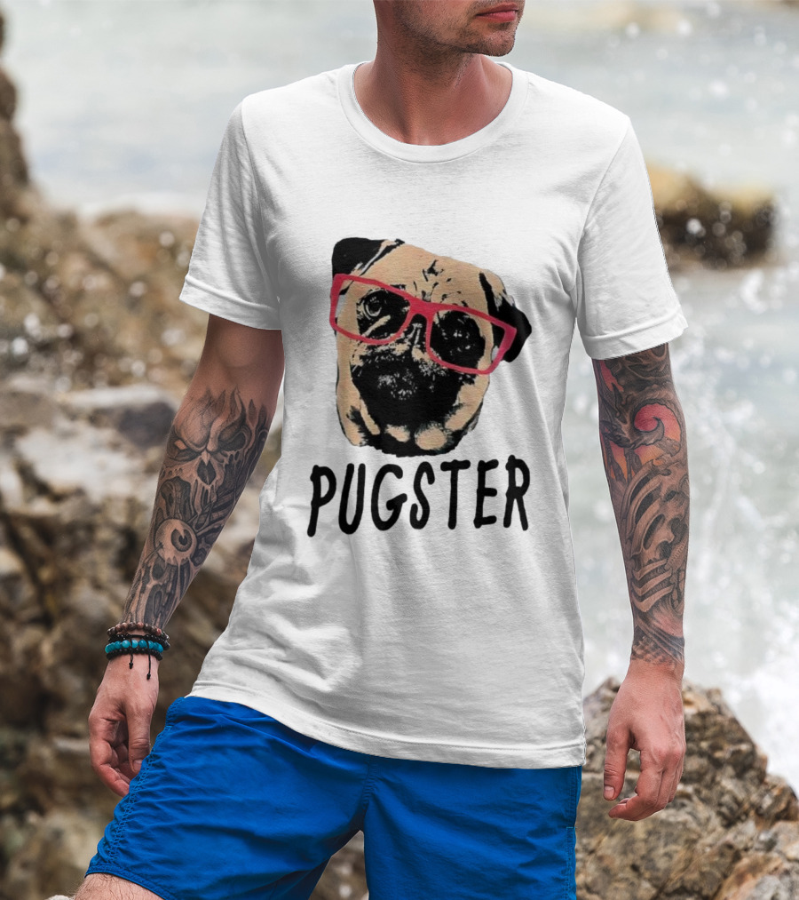 Pugster Pug Dog Pink Glasses T-Shirt