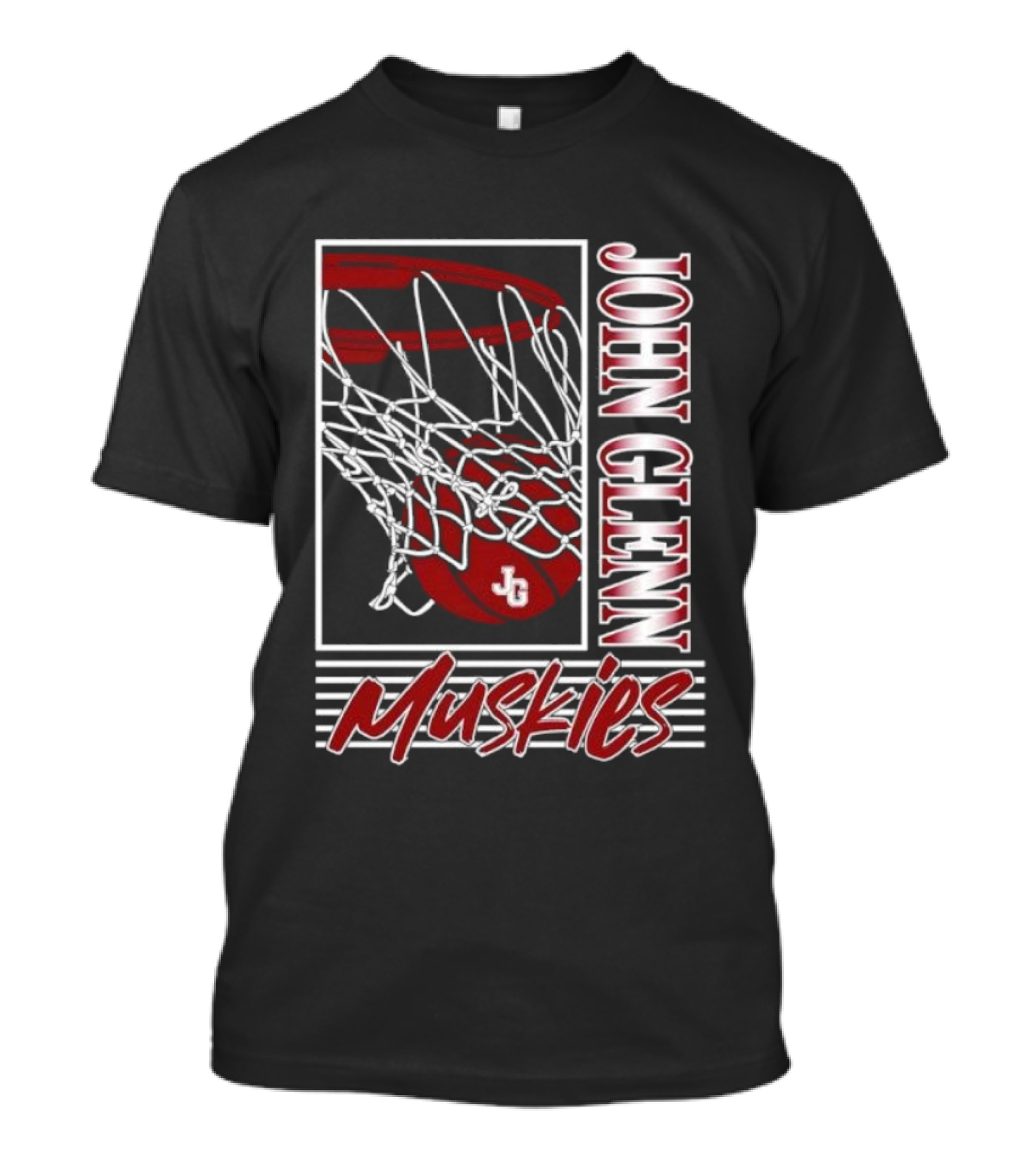 John Glenn Muskies Basketball Net And Ball T-Shirt