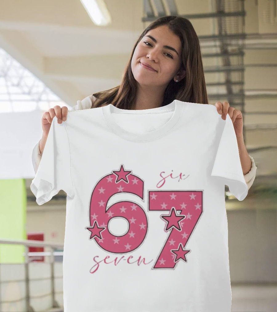 67 Roz Stele Dragut Star Pattern Pink T-Shirt