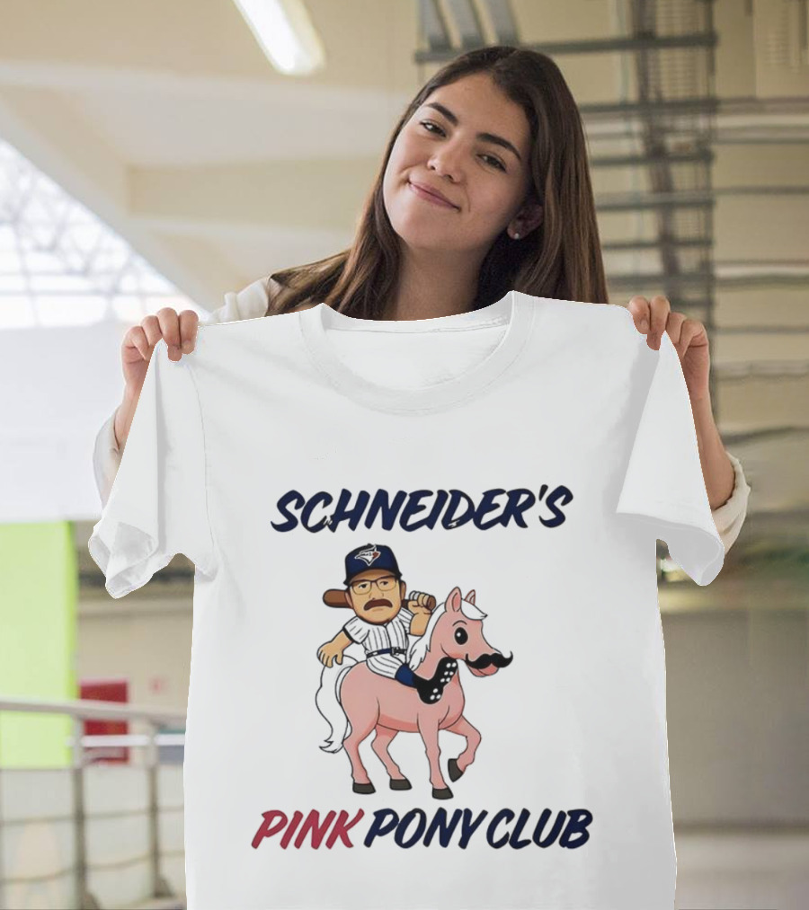 Schneider's Pink Pony Club Mustache Horse Cartoon T-Shirt