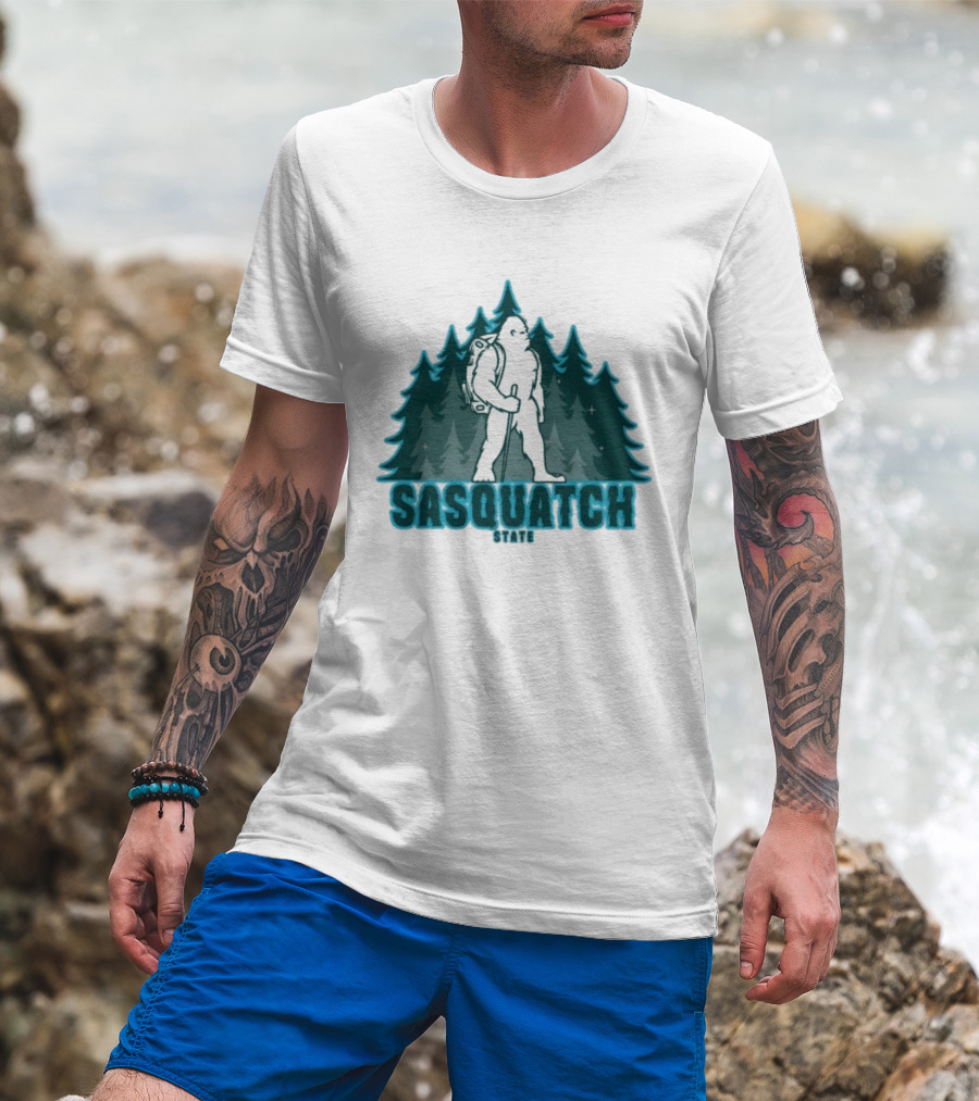 Sickos Committee Sasquatch State Bigfoot Forest Trek T-Shirt