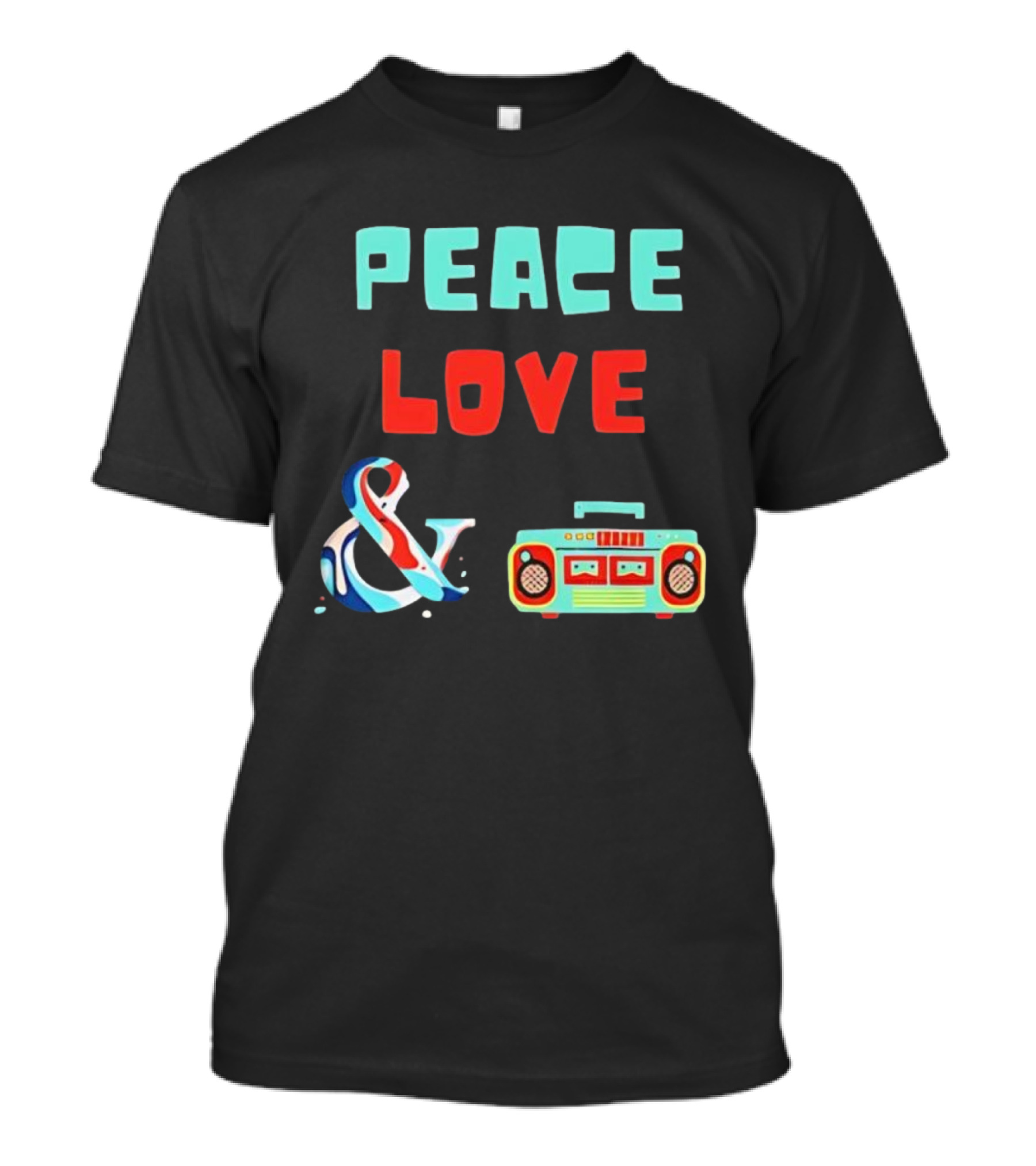 Peace Love Ampersand Retro Boombox T-Shirt
