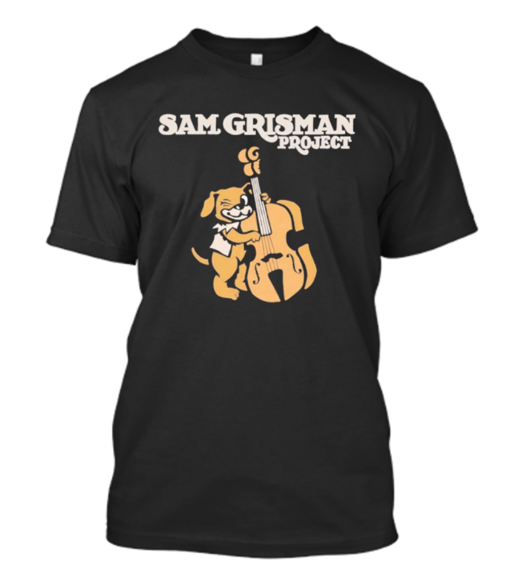 Sam Grisman Project Bass Dawg Musical Cartoon Dog Playing Bass T-Shirt