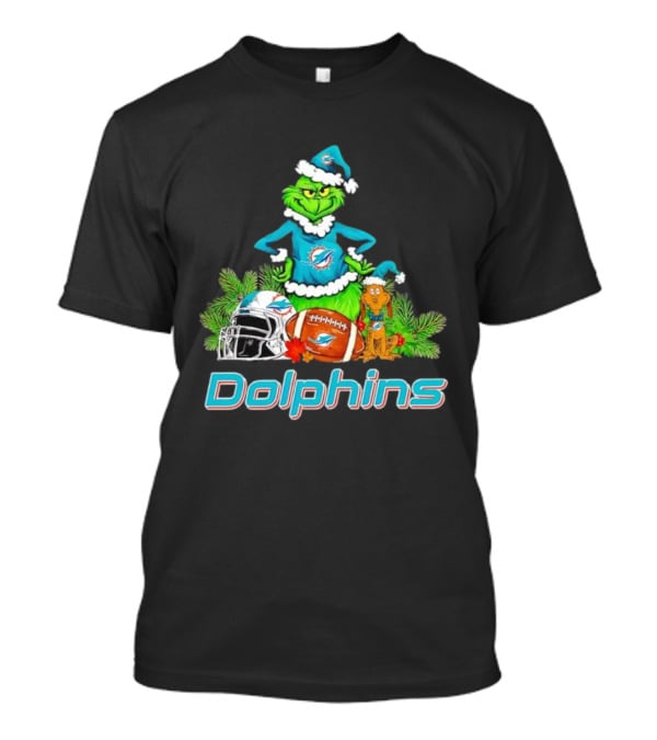 Miami Dolphins Grinch Max Christmas Football Helmet Holiday T-Shirt