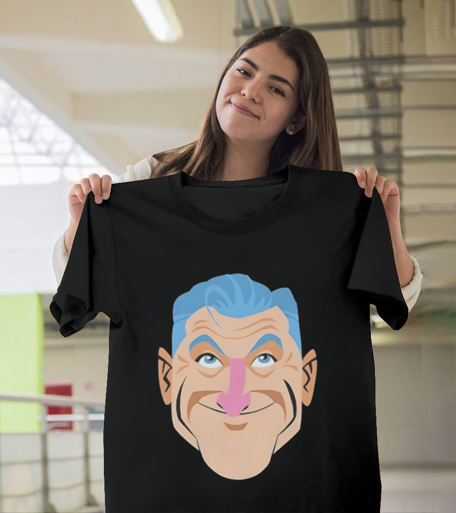 Craig Ferguson Big Head Cartoon Blue Hair Fun Illustration T-Shirt