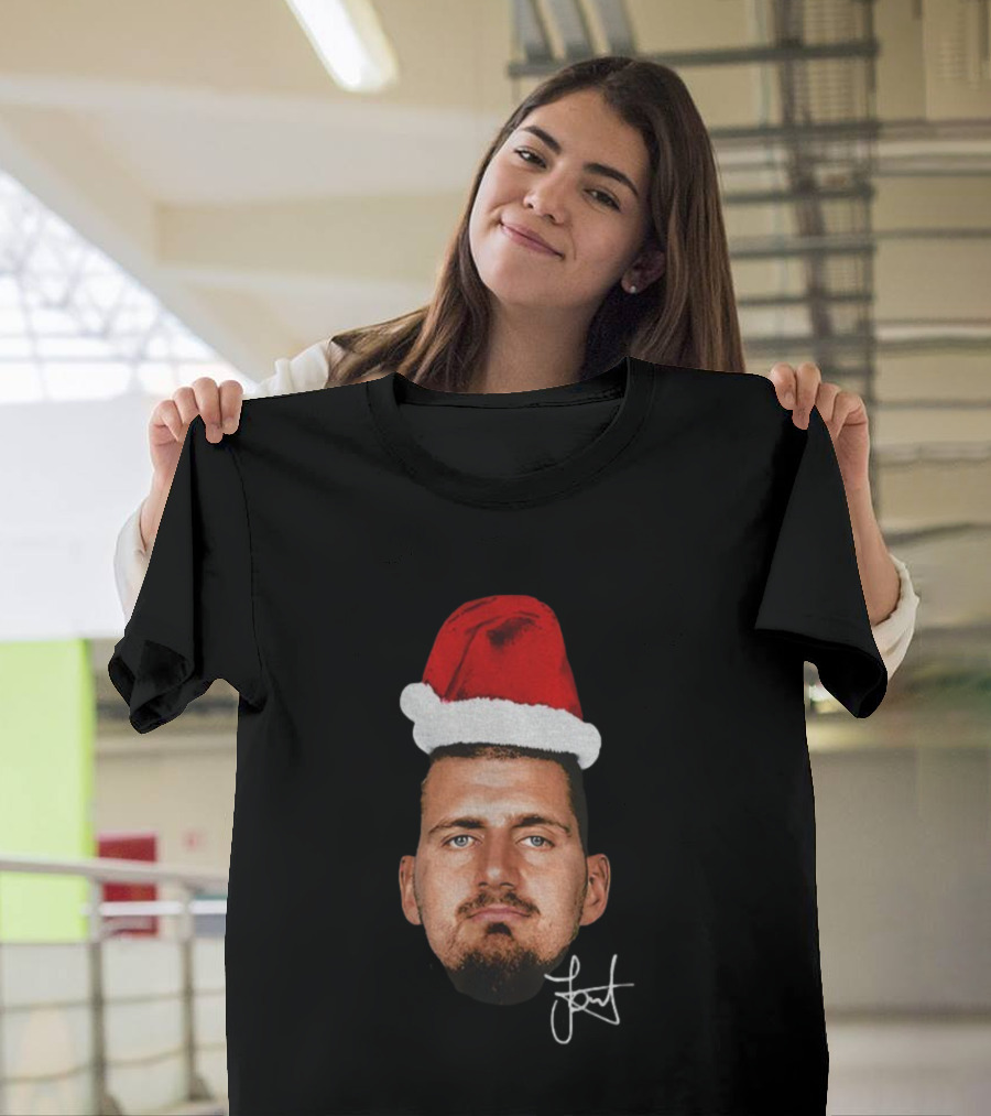 Nikola Jokic Santa Hat Christmas Denver Nuggets T-Shirt