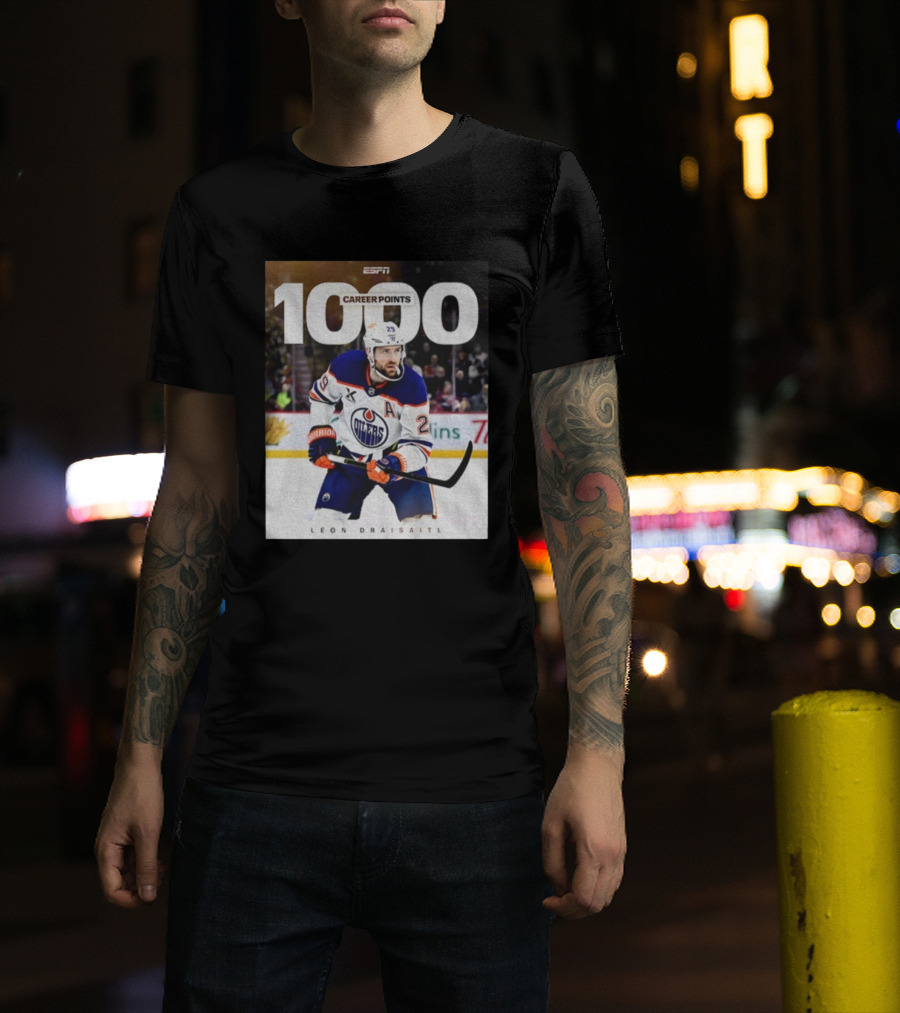 ESPN Leon Draisaitl Career Points 1000 Milestone Edmonton Oilers T-Shirt