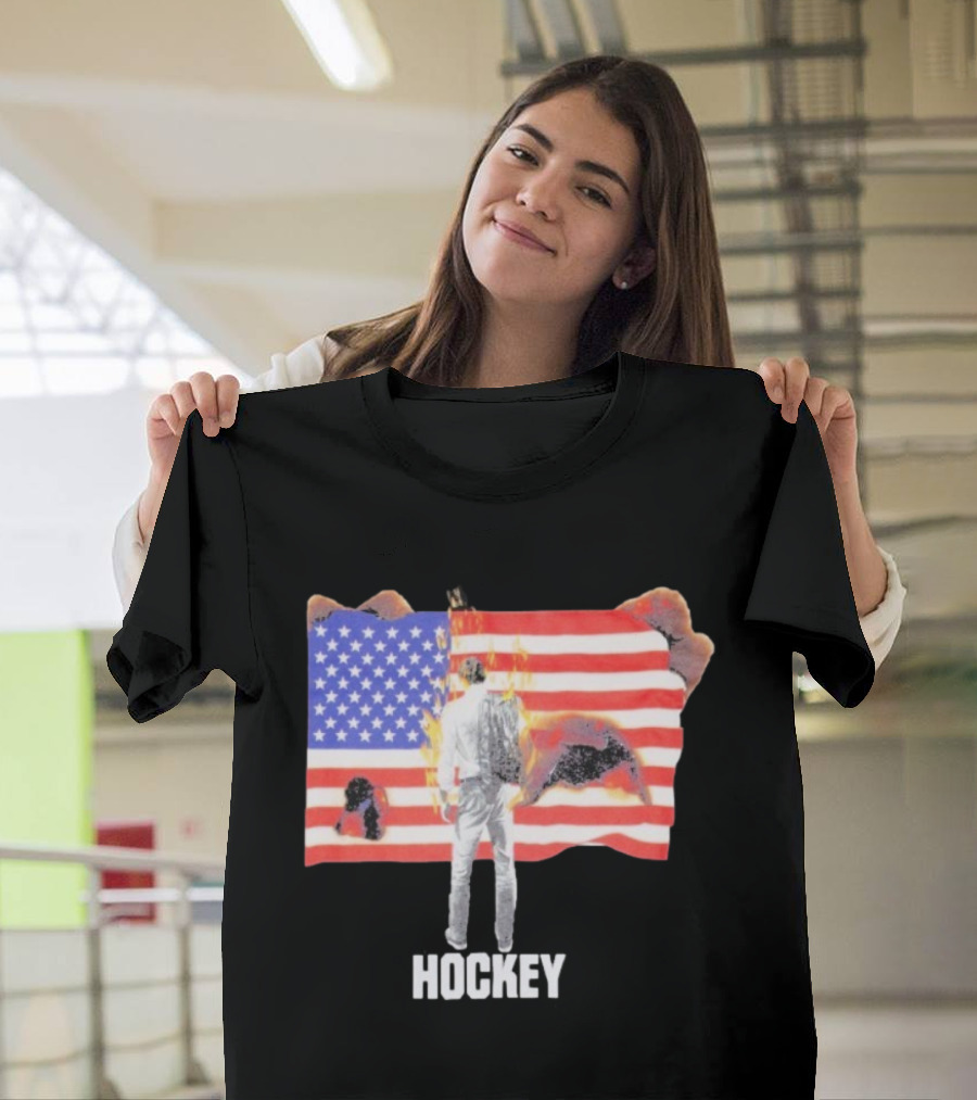 510 Skateboarding Hockey American Flag Burning Man Nobody T-Shirt