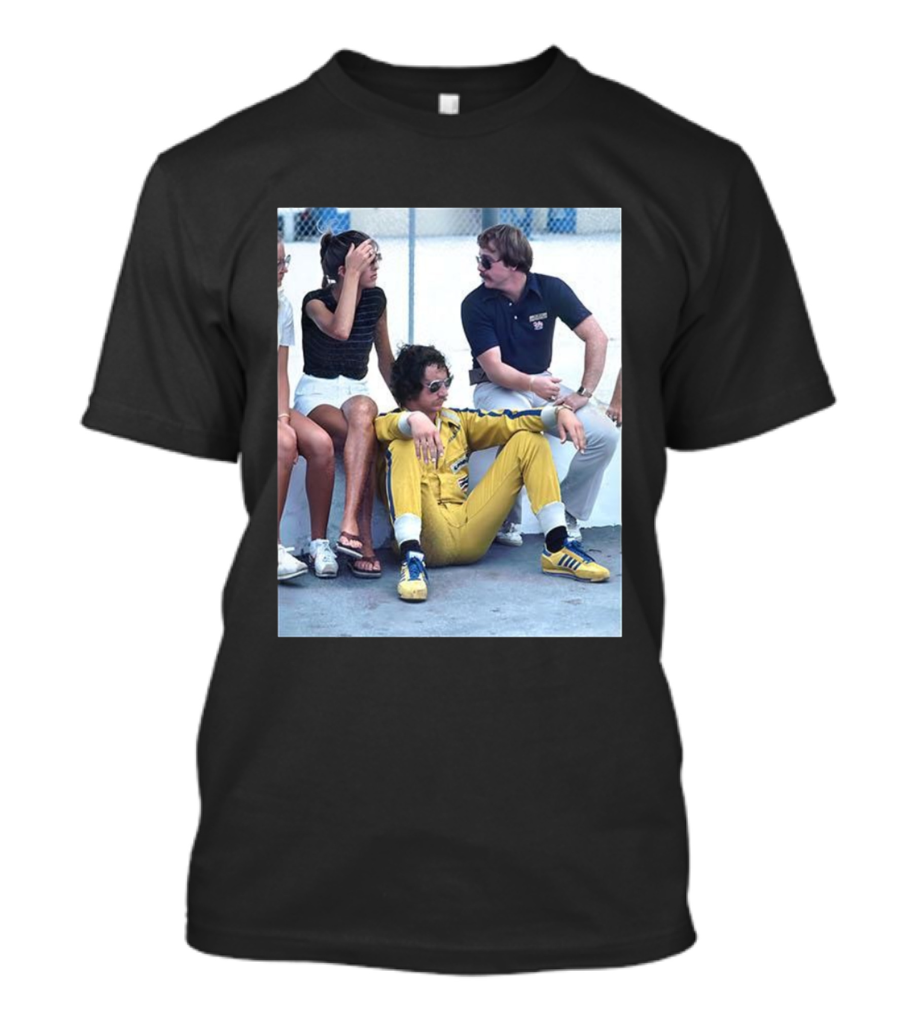 NASCAR Winston Cup Series Retro Dale Earnhardt Pit Road Style Yellow Jumpsuit With Adidas Sneakers T-Shirt