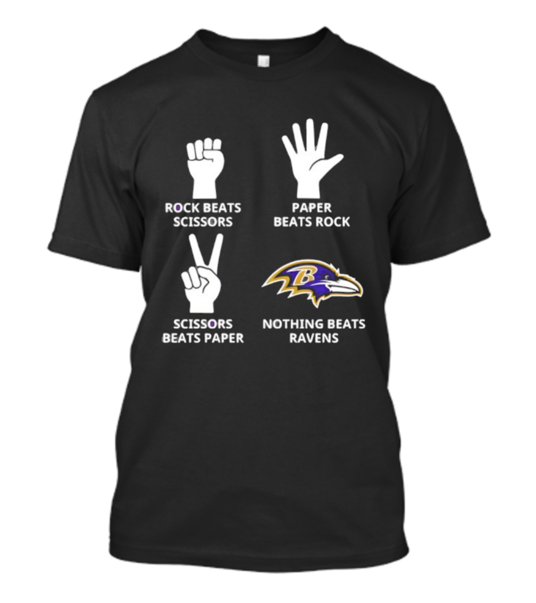 Baltimore Ravens Rock Beats Scissors Paper Nothing Beats Ravens T-Shirt
