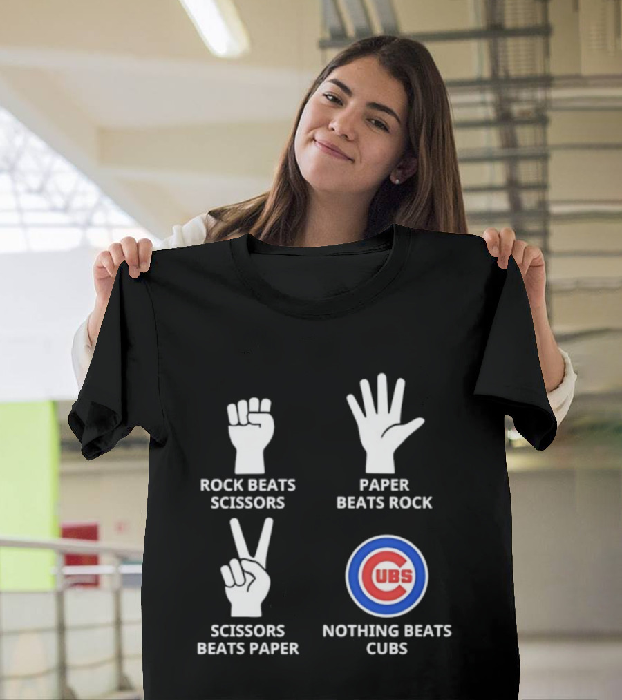 Chicago Cubs Rock Paper Scissors Nothing Beats Cubs T-Shirt