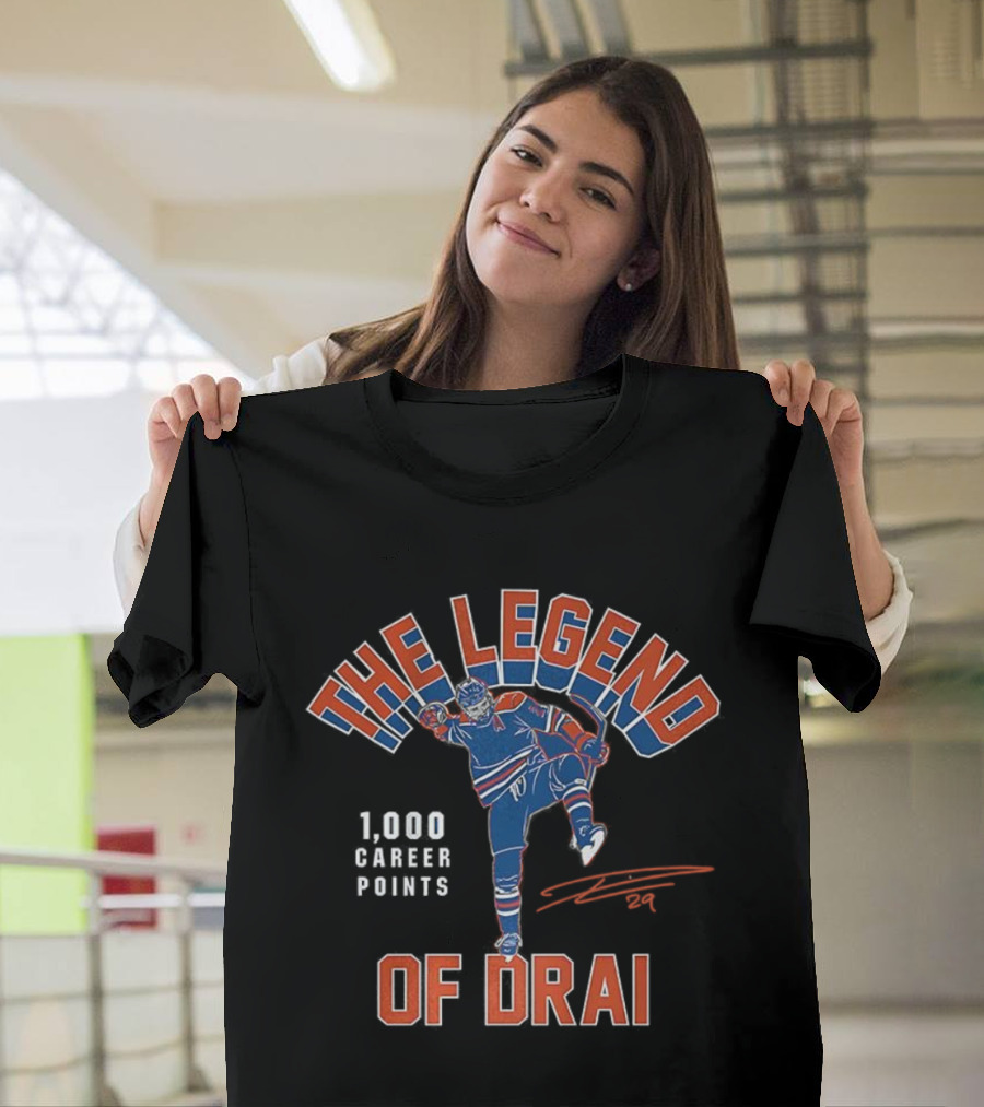 Leon Draisaitl The Legend Of Drai 1000 Career Points NHL Signature Edmonton Oilers T-Shirt